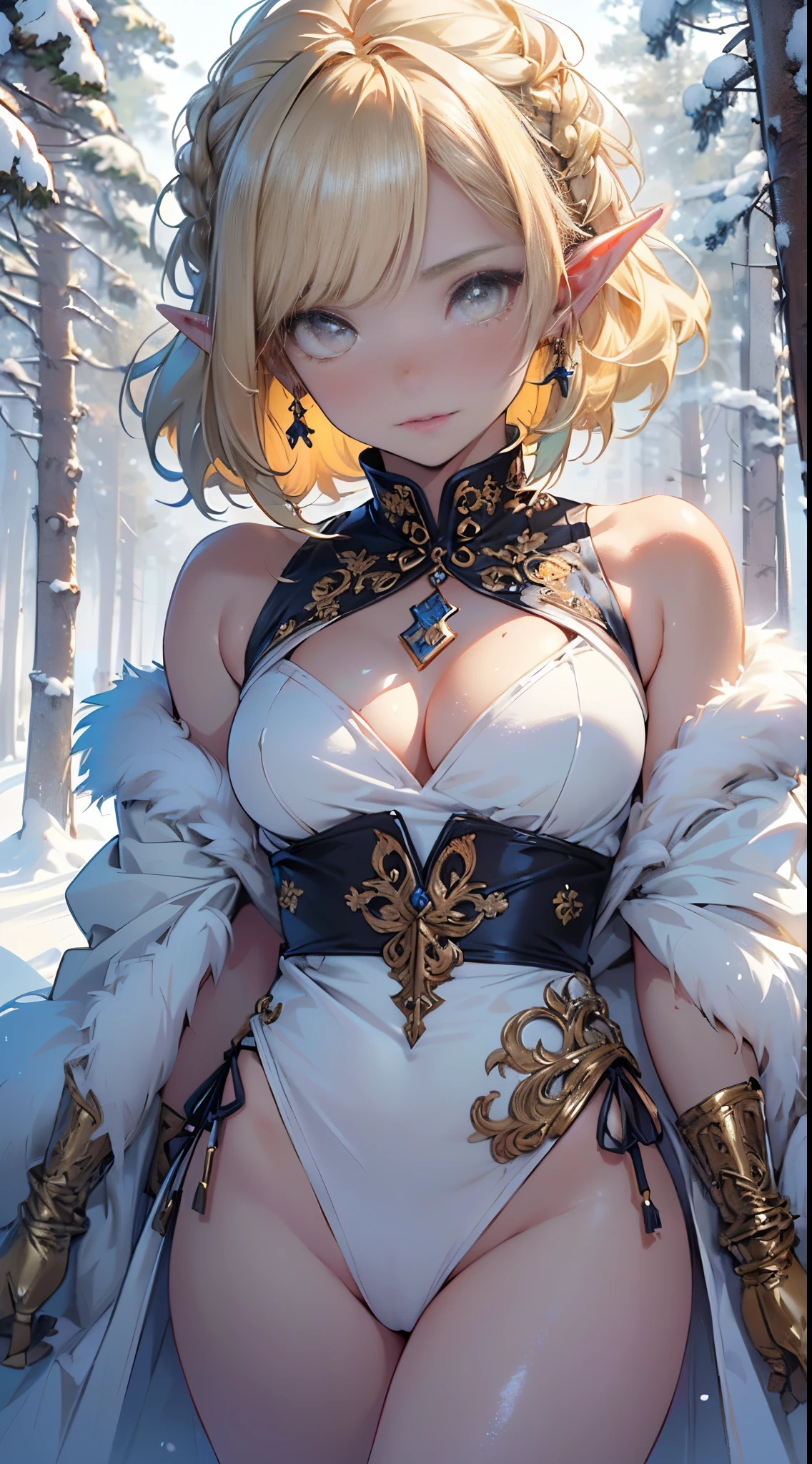 cute **** elf,(((little ****,tiny little body,little))),(((***********))),((anime elf **** with extremely cute and beautiful blonde hair)), (((elf))), (((elf ears))),

(((flat chest))),((((blonde hair:1.35,messy blonde hair,colored inner hair,ear breathing)))),(((gold_eyes:1.3))),intricate eyes,beautiful detailed eyes,symmetrical eyes,big eyes:1.5,(((lustrous skin:1.5,bright skin: 1.5,skin tanned,shiny skin,very shiny skin,shiny body,plastic glitter skin,exaggerated shiny skin,illuminated skin))),(delicate detailed fingers,detailed body,(detailed face)),

cute,slutty,erotic,daring,((nsfw)),

zettai ryouiki,revealing clothing,show skin,(((Sexy ivory fur coat, ivory fur coat outfit, wearing a ivory fur coat:1.3,ivory winter coat))), ((ivory mini-skirt,ivory mini skirt with furry edge,visible thong straps)),((underpants strap)),(white gloves,ivory clothes,semi-naked,with little ivory clothing,((((furry edge clothing)))),(((intricate outfit,intricate clothes,embroidered outfit,ornate outfit,embroidered clothes,ornate clothes))),

(dynamic pose:1.0),embarrassed,(centered,scale to fit dimensions,Rule of thirds),

((snowy pine forest at night)), with dark stormy clouds,winter,scenery:1.25,((snow forest background)),Christmas tree,

highres,sharp focus,(ultra detailed,extremely detailed),(photorealistic artwork:1.37),(extremely detailed CG unity 8k wallpaper),(((vibrant colors,vibrant theme))),(intricate),(masterpiece),(best quality),