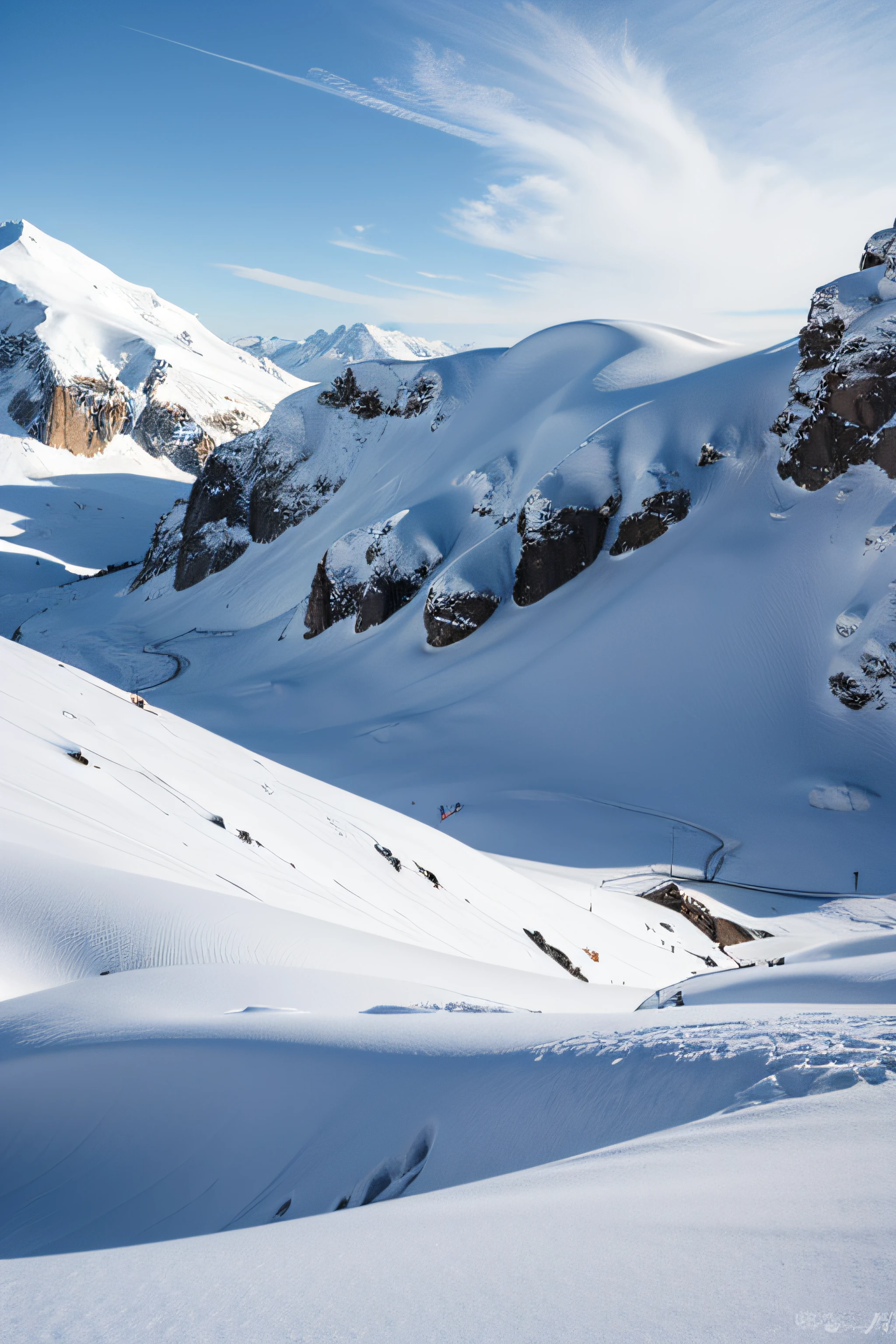 Design font The wind and snow spread over the mountain