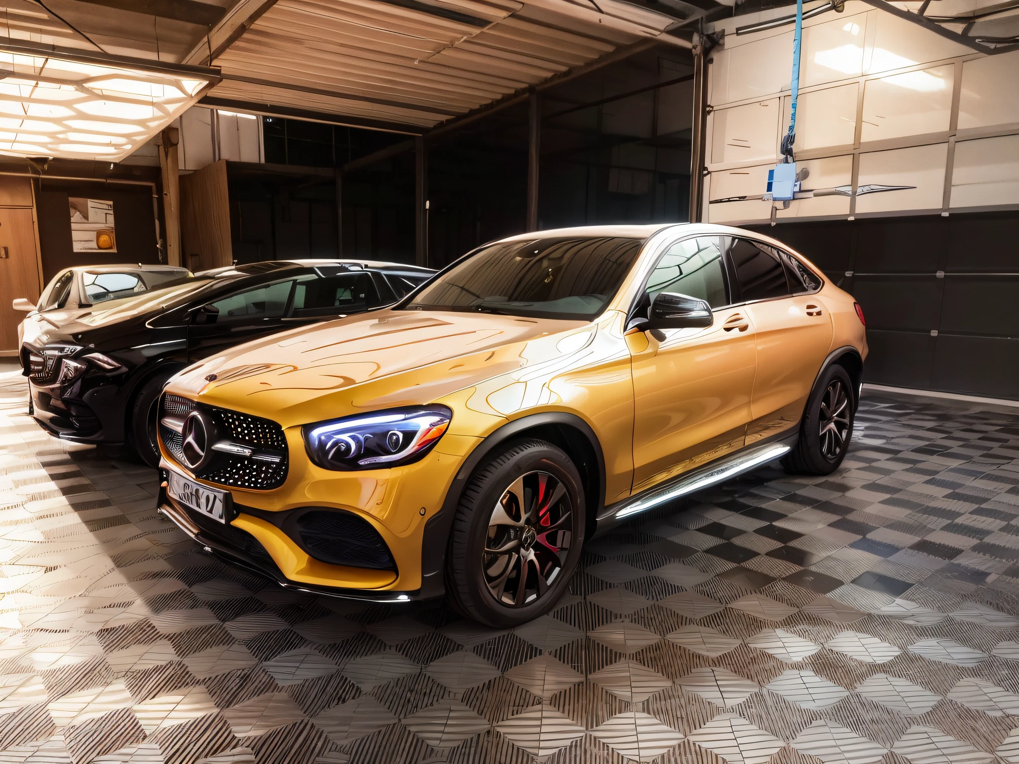 View of Amaretto Mercedes SUV, parked in the garage, 2 0% mother of pearl detail, amaretto color, Mercedes, Mercedes Benz, Shot on iPhone 14 Pro, Shot on iPhone 1 3 Pro, full face, Shot on iPhone 1 3 Pro, full unit, s face, 🤬 🤮 🤮 🤮 🤮 💕 🎀, Front profile