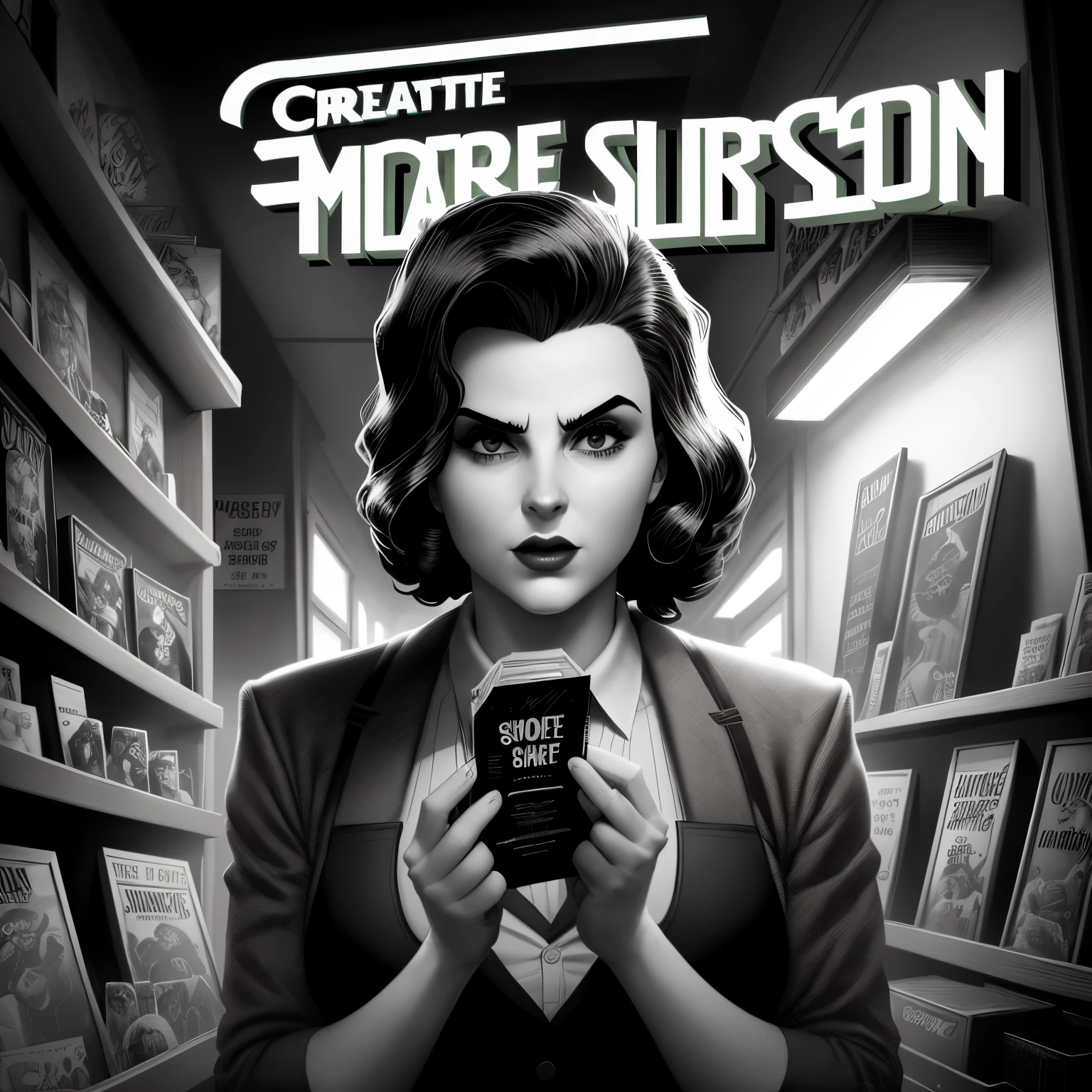 Create a little shop of horrors noir comic book cover