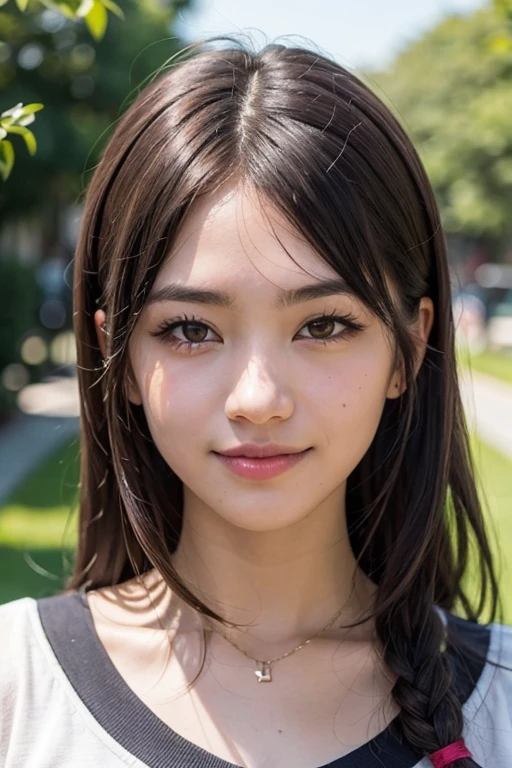 Floresta, chuva, studiolight, profundidade de campo, parte superior do corpo, delgado, cara bonito, grande sorriso, belos olhos de detalhe, without false eyelashes, short eyelashes, 45 years Japan, fofo, cachos volumosos marrons quentes, Terno de Marinheiro, senior high school student, puro,