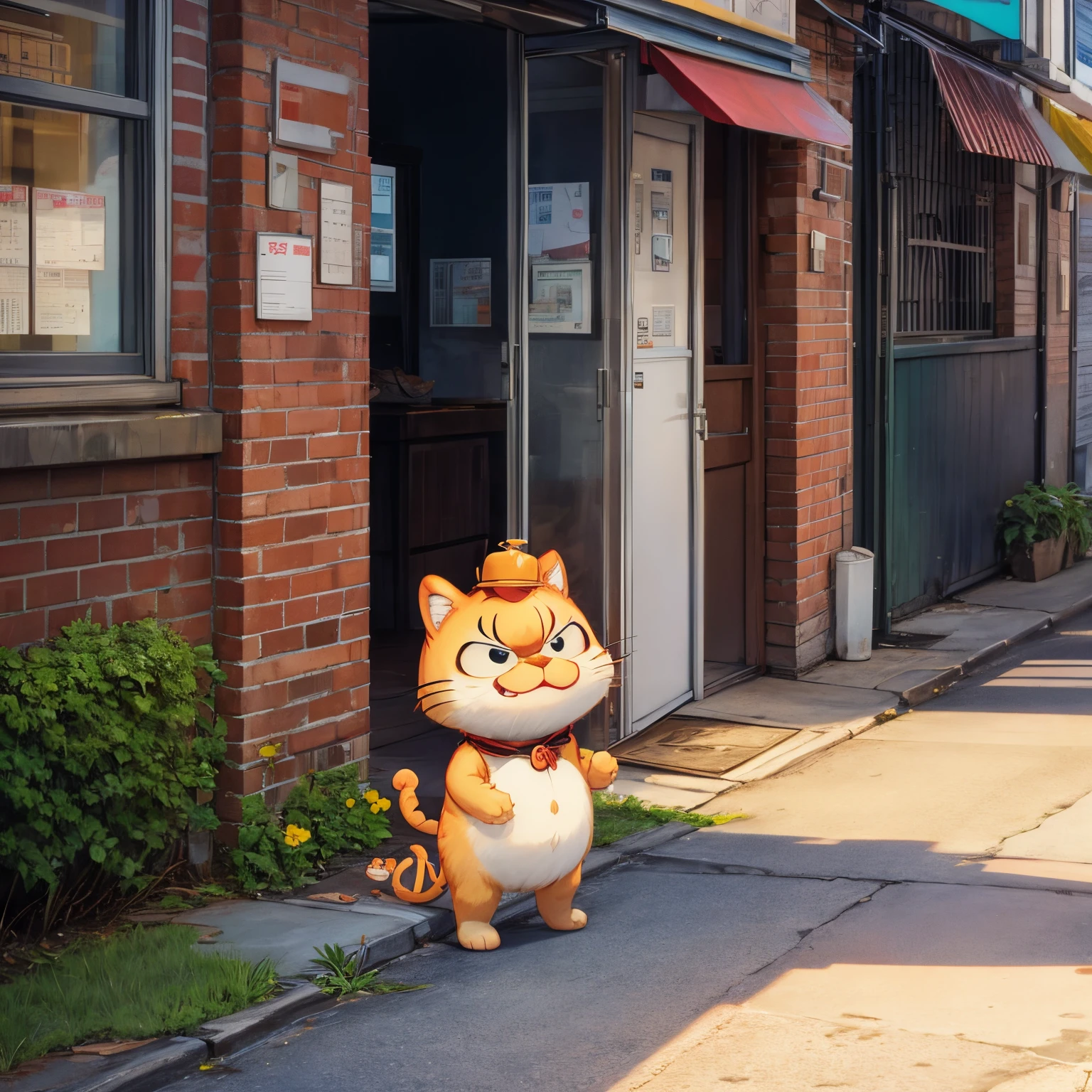 Garfield，Can be cute love，wandering on the street