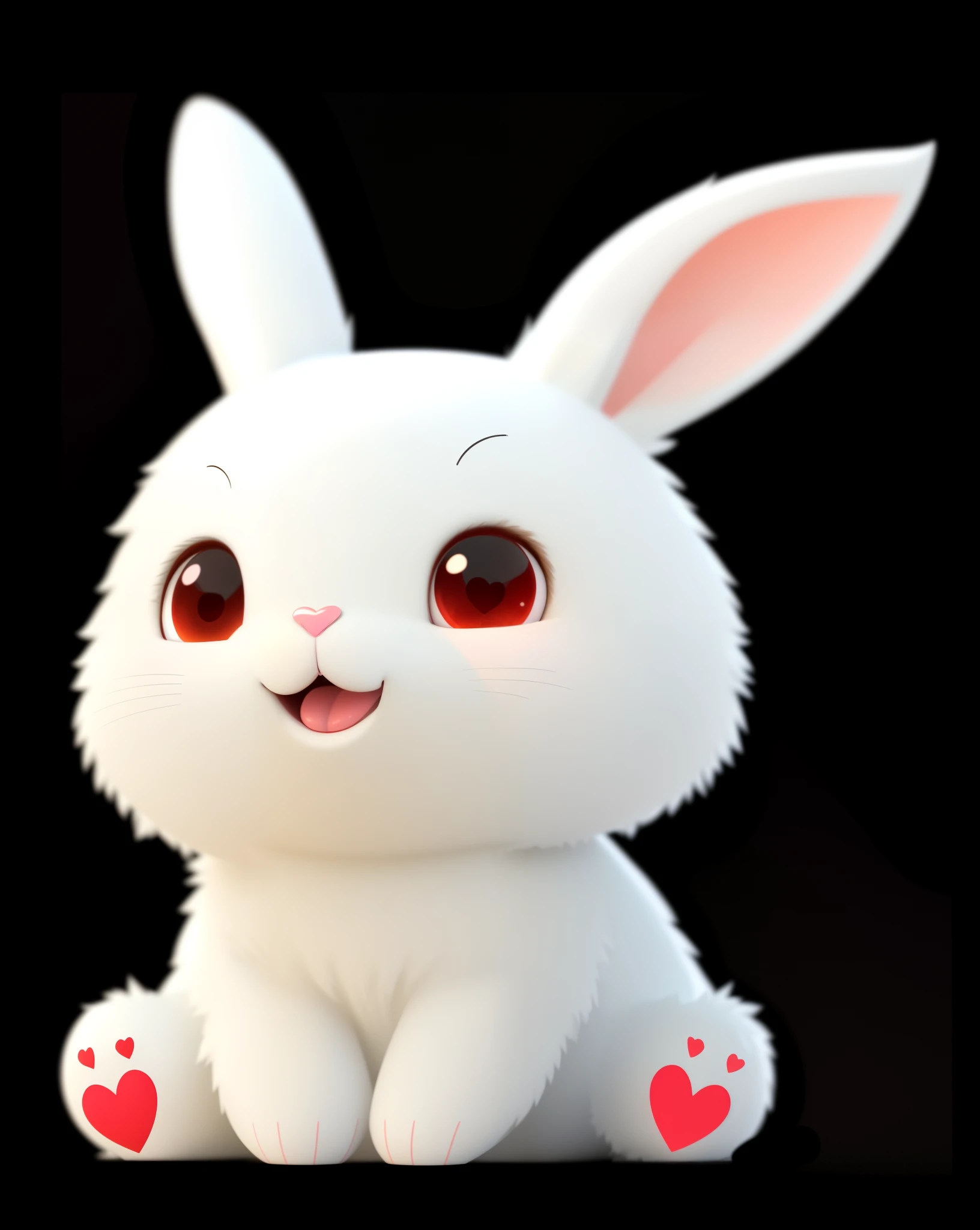 There is a white rabbit，There are red hearts on the paws, cute anthropomorphic bunny, lovely digital painting, adorable digital art, Cute and detailed digital art, edgBunny, cute animal, Cute 3d rendering, cute character, edgBunny, edgBunny_edgBunny, cute cute, cute cartoon character, White rabbit, Little cute, the rabble_peculiarity, adorable creature