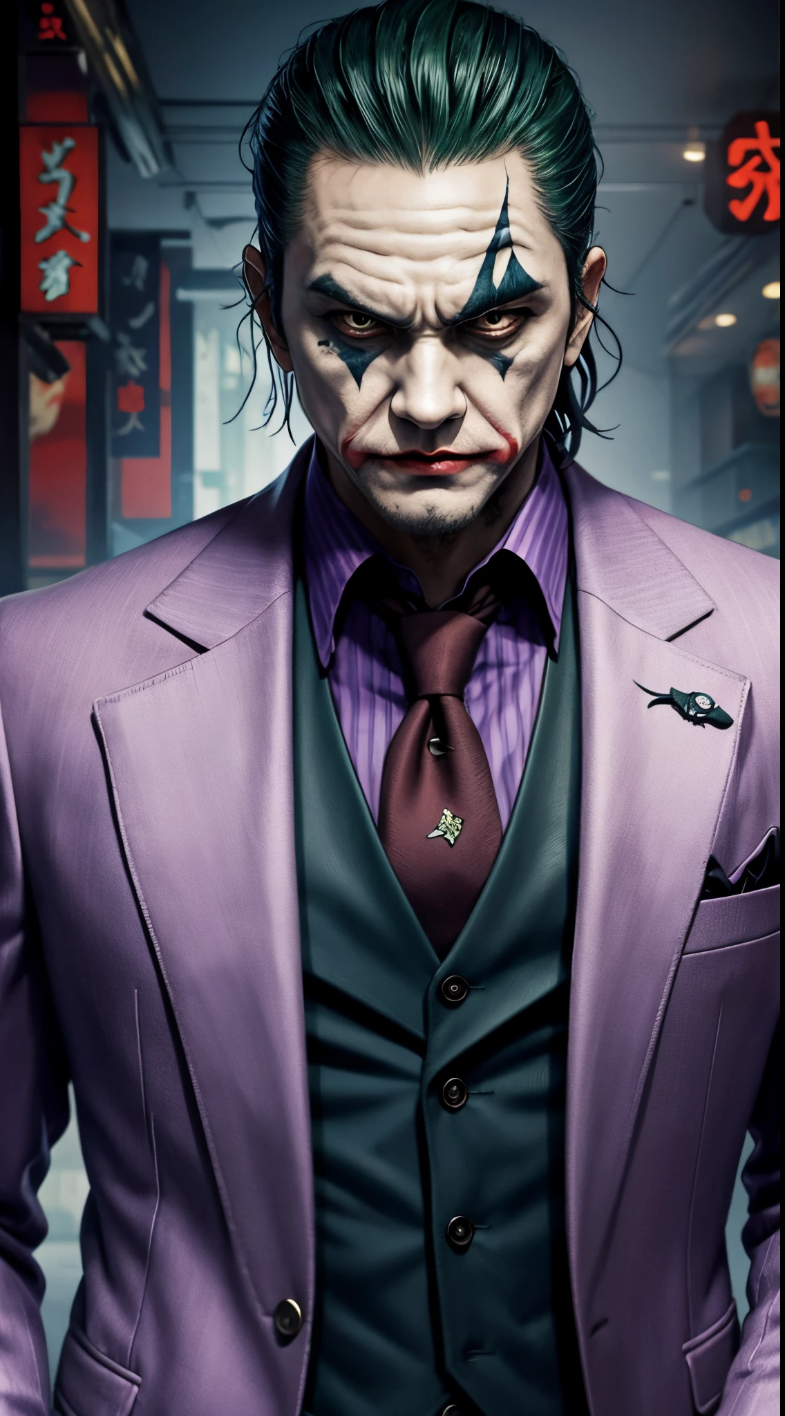 ((Vector)), (((Comics style))), A Joker\(Joker 2019\), green hair, evil smile, epic, realistic, faded, neutral colors, ((((((hdr)))), ((((mute colors)))), intricate scene, artstation, hyperdetailed, cinematic filmed, warm lights, dramatic light, intricate details, vignette, complex background, [[teal and orange]], slate gray atmosphere, hyperdetailed, (closeup:0.9), ((Vector)), ((Comics style)), facial details, picture