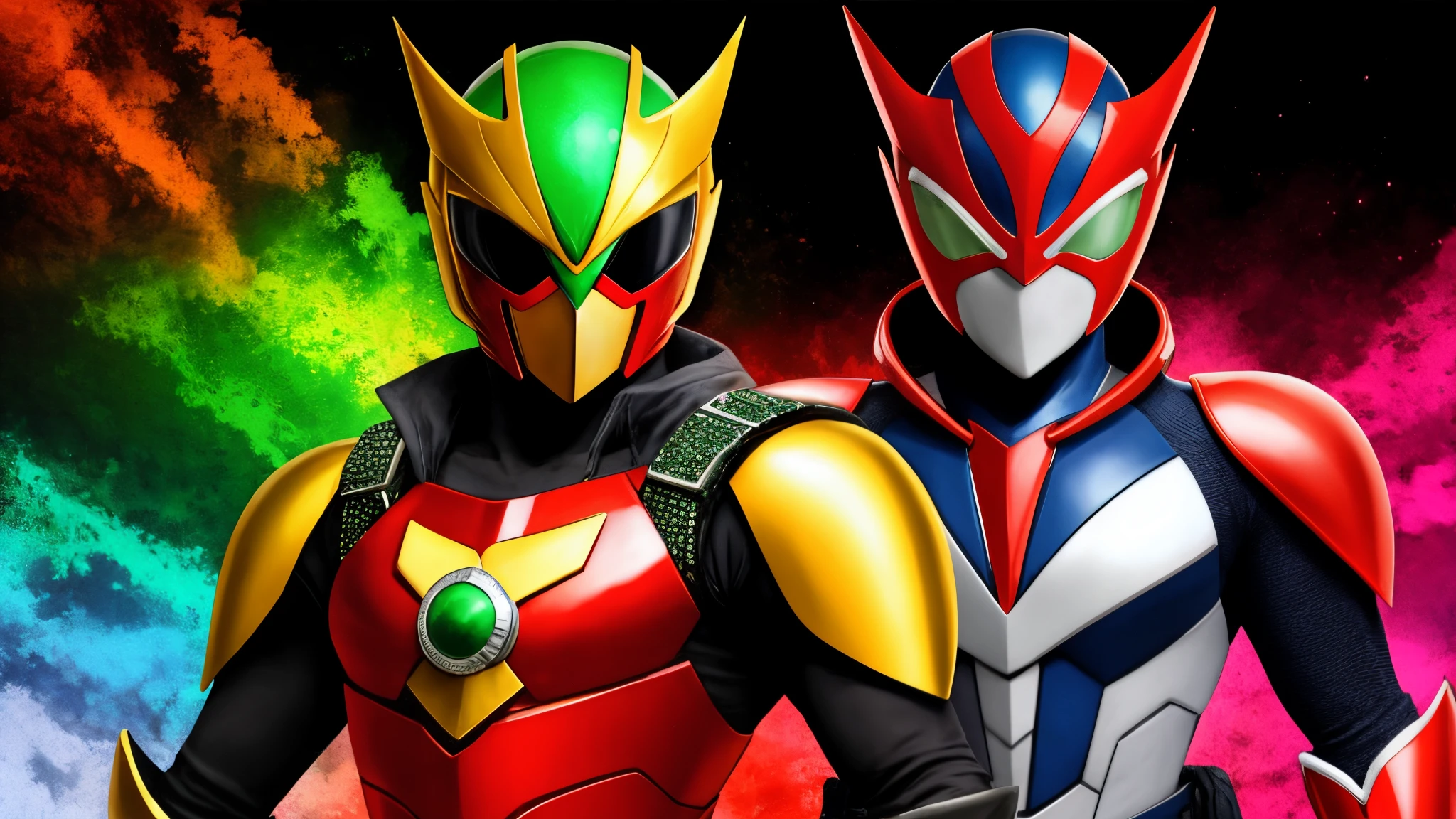 Blue and red kamen rider