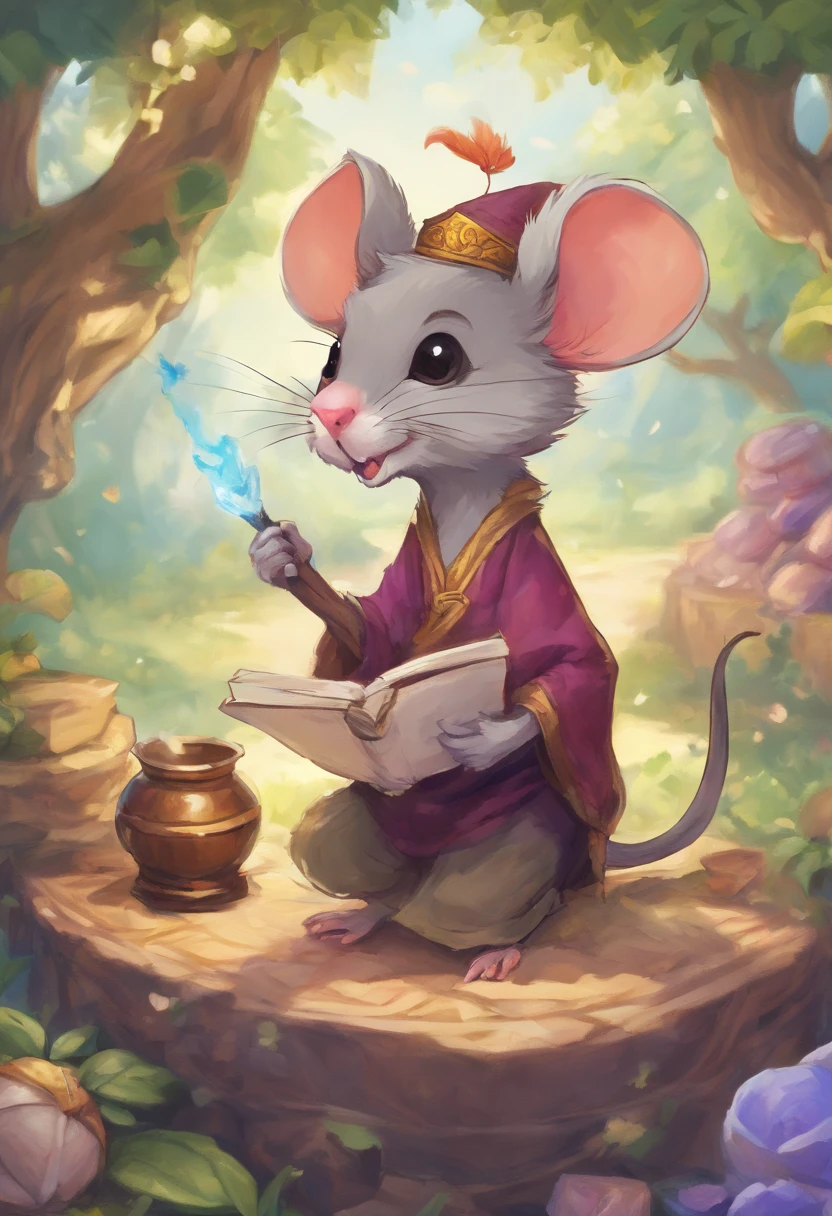 a cute mouse sitting atop a PHD that it has earned