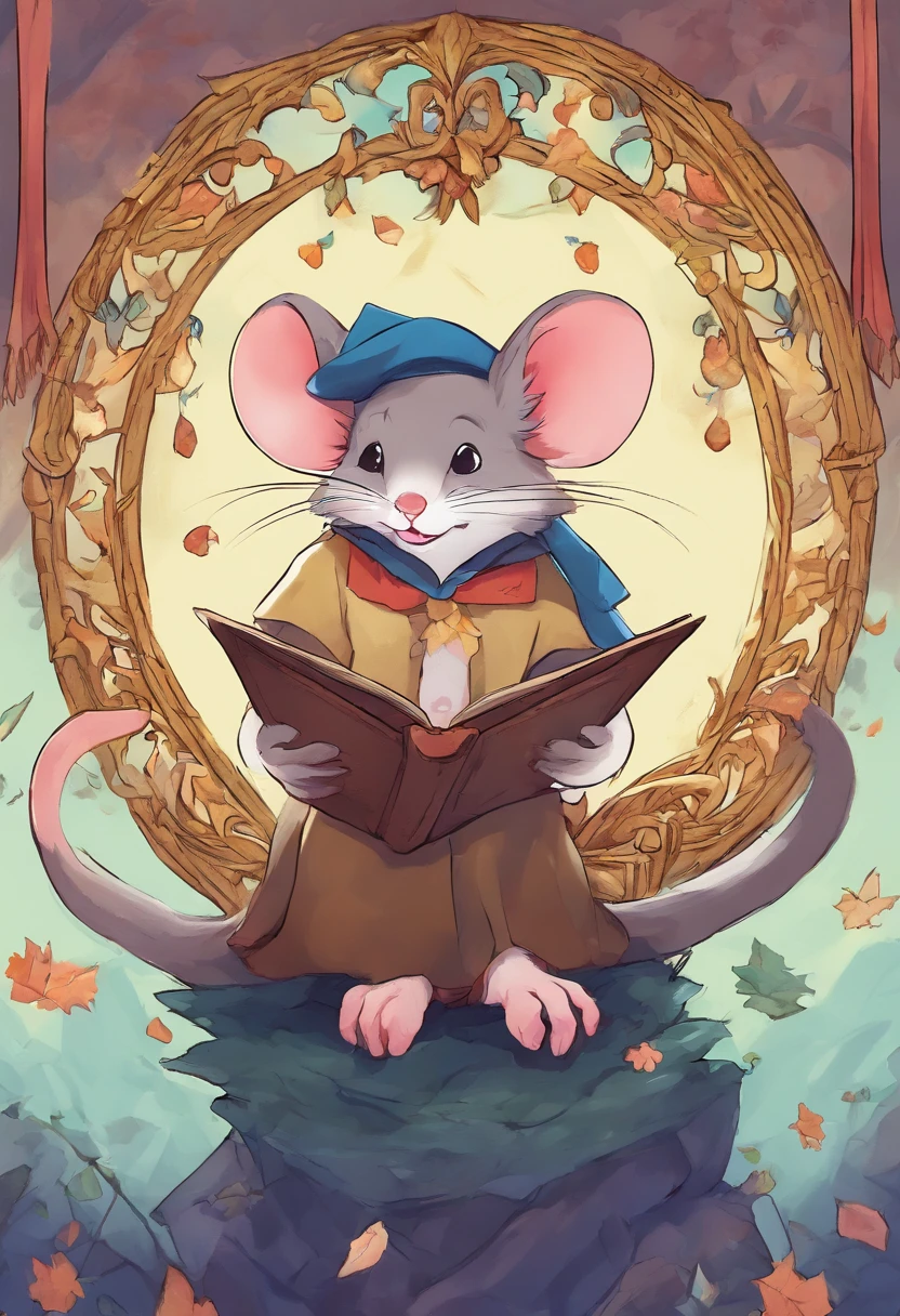 a cute mouse sitting atop a PHD that it has earned