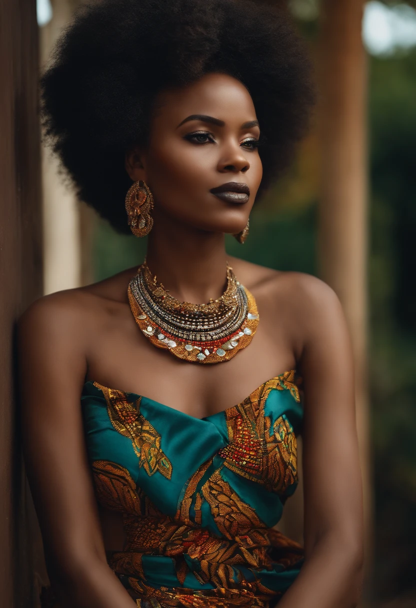 Femme noire pute, au look frappant cheveux courts rasés des côtés colliers africains m’a regardé