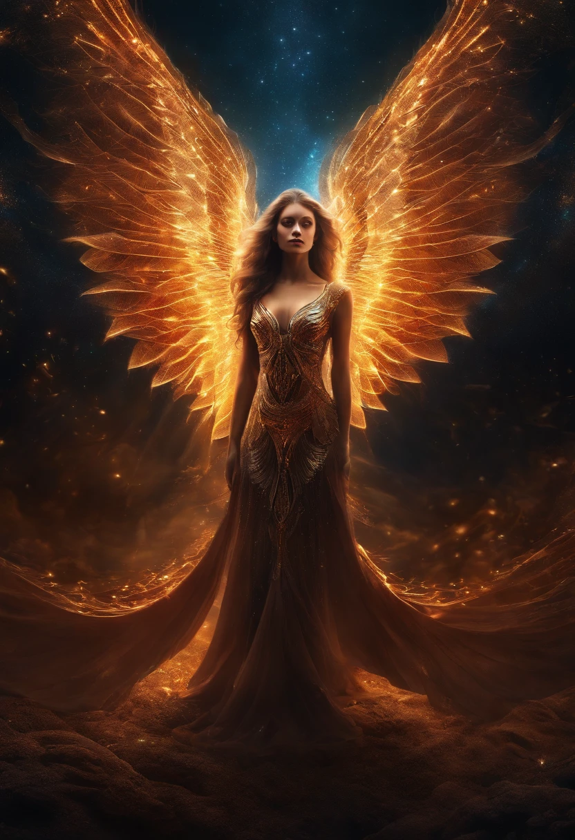 Fallen Angels of the Universe, radiant eyes, biomechanical, eery, creepy, nightmarish, Very bright colors, light Particle, bio luminescent, Diabolical, Wallpaper Art, UHD Wallpapers、Luminous Eyes、Spell casting
