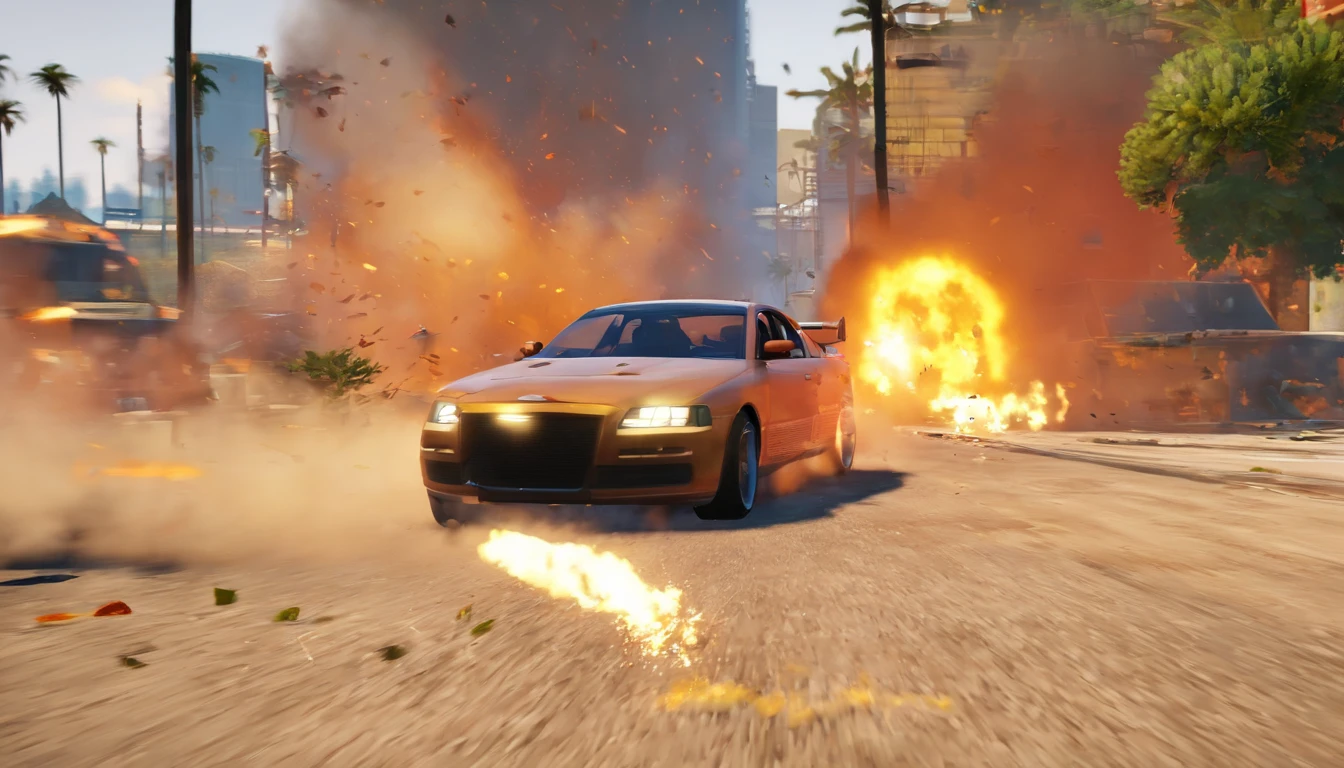 explosion artstyle, (masterpiece),best quality, (a car exploding at night, car on fire), explosion, ((cinematic, low angle)), bright, smoke,front view, street, night, fire, destruction, contrast, chaos, lights, intricate, explosion focus, fire trail,( full moon),smoke,old car, chevette, speed, velocity, buildings in the background, ((extreme high temperature)), (close up), high angle, dynamic, one car, alone, solo, depth, perfect angle, detailed asphalt, buildings on the side, beautiful sky, poles, (smoke mushroom), smoke on top of the image, orange, dark
BEAK is a sad image, the explosion is epic, the image has strong shadows, a car in fire, the explosion is bright, the explosion is the light of the image,the explosion contast with the dark,
BREAK
perfect perspective, cinematic lighting, reflection light, backlighting, ray tracing, glowing light, 8k, super detail, ccurate, best quality, UHD, masterpiece, ccurate, high details, high quality, award winning, highres, 4K, zeekars,