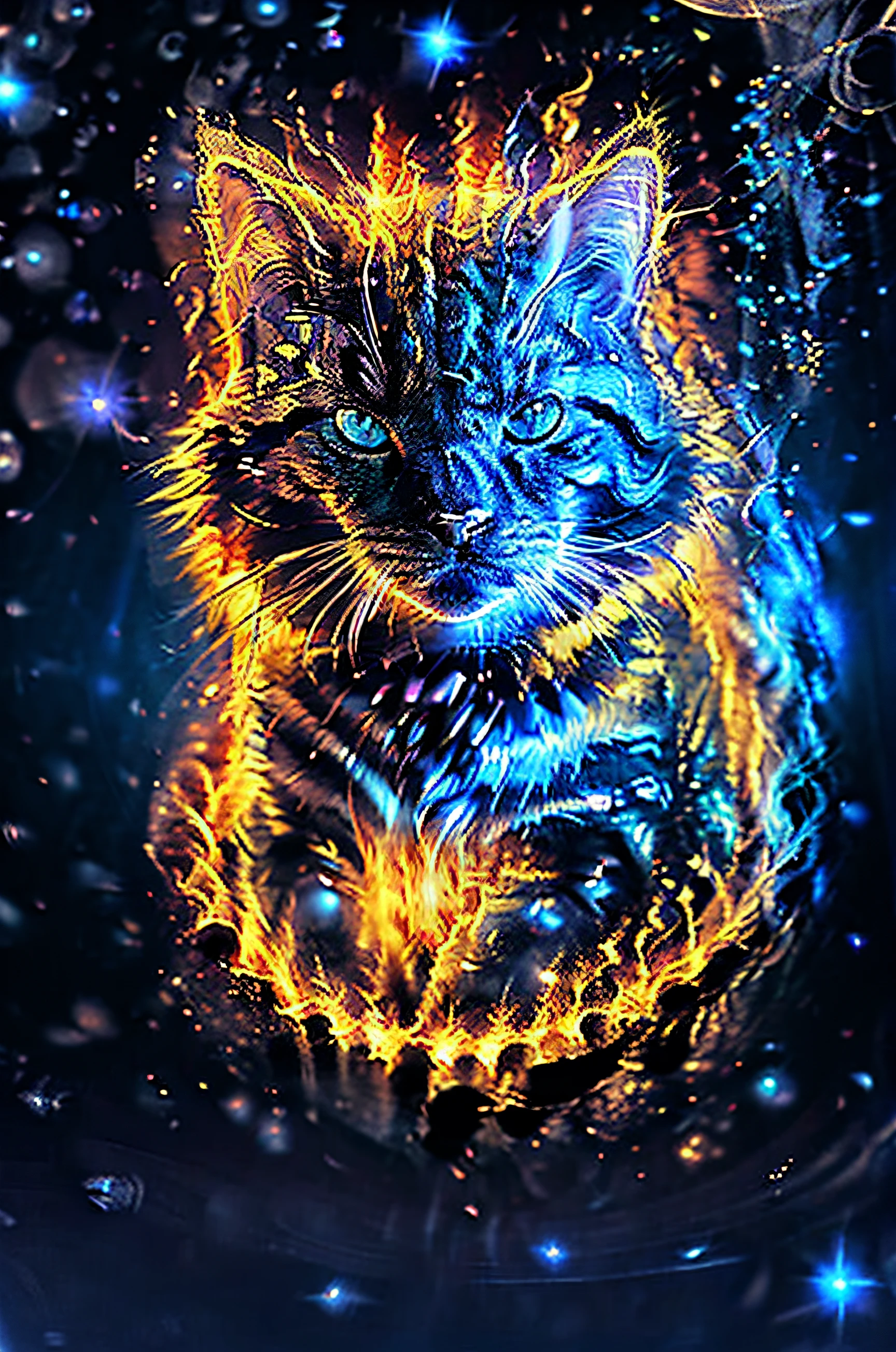 There is a cat with a bright collar and a leash around the neck, very, Very beautiful furry art, highly detailed 4k digital art, detailed fantasy art, detailed fantasy digital art, cute detailed digital art, beautiful digital works of art, Very nice digital art, furry fantasy art, Spectacular Digital Art, beautiful fantasy art, Detailed 4K digital art, Beautiful digital art