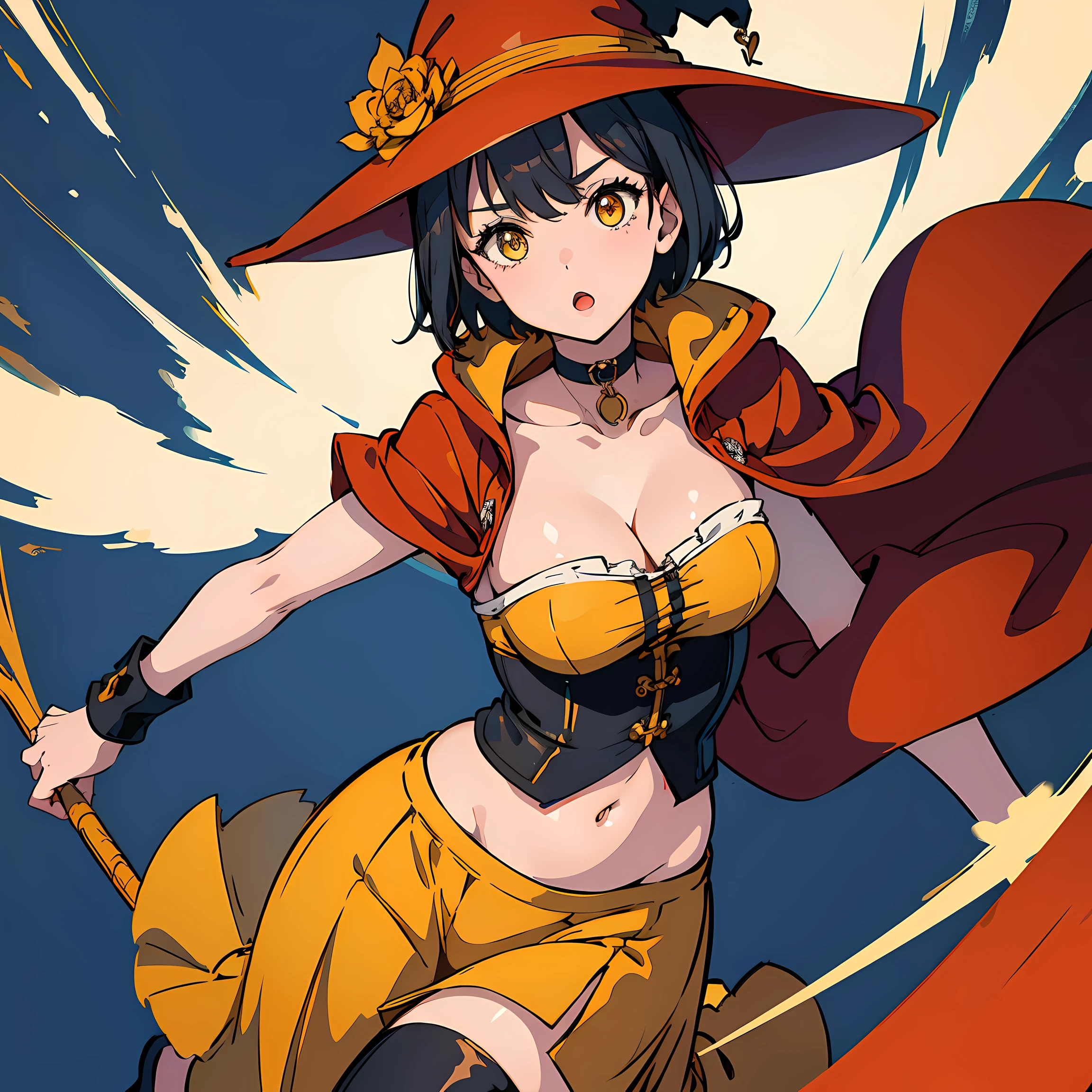 (solo), 1 skinny girl standing, Dragon Quest III Magus, tiptoe, (swaying back), arms down backward, (dynamic pose), (open legs wide:1.2), BREAK, middle short hair, BREAK, (bursting disproportionately huge breasts:1.3), BREAK, narrow shoulders, very skinny inconceivably narrow waist, very long skinny legs, BREAK, large wizard hat, (green too short dress), (too short skirt), (show off thigh gap), thighhighs, arm covers, tie cinches waist too tight, mantle, BREAK, nsfw, looking at viewer, slipping vagina, orgasm, (blood dripping down between thighs from vagina:1.3)
