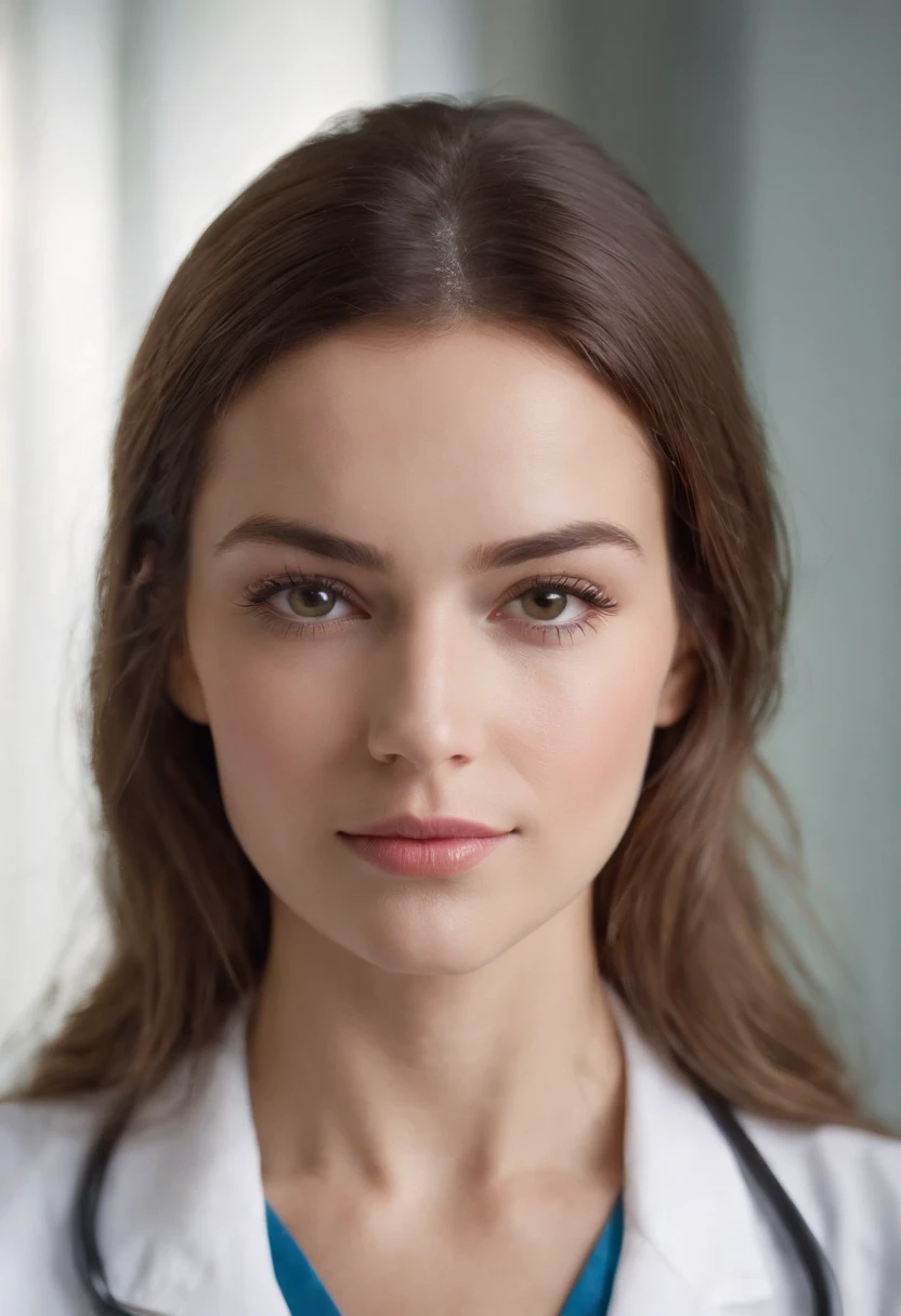 A woman in a white lab coat with a stethoscope - SeaArt AI