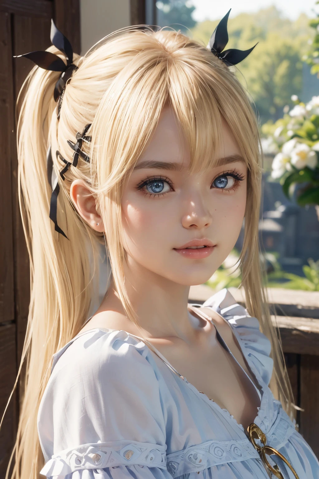 lightsmile、natta、Raw photography、(((Portrait of extreme beauty)))、((glistning skin))、女の子1人、6  beautiful girl in Prague、bright expression、((Natura blonde hair))、[Big blue eyes that shine like jewels]、Glossy glossy skin、silky twin tail hair、eye liner、Beautiful bangs、Hair between the eyes、((​masterpiece、top-quality、ultra-detailliert、Film Light、intricate-detail、hight resolution、ighly detailed))、细致背景、8KUHD、Digital SLR、Soft light、hightquality、Film grain、FujifilmXT3 、Shallow depth of field、natural soft light、（No hands）、Kamimei、Lush bust、