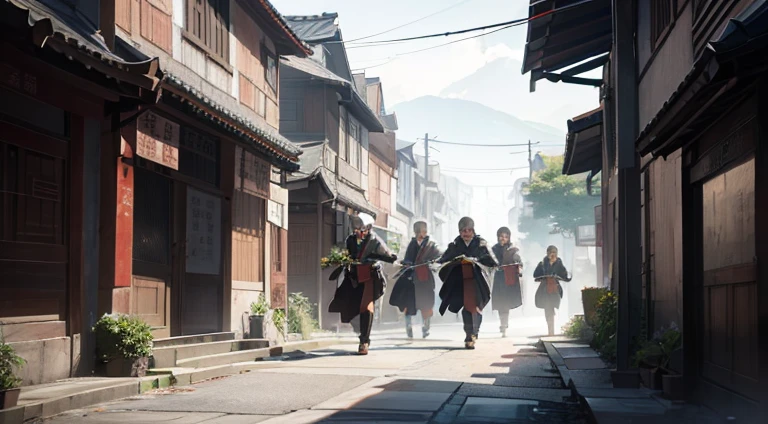 4 Chinese men，Carry the coffin，The painting style is delicate and soft，Cinematic lighting，high-definition picture quality，the soft light，rich details​，Refer to Gu Kaizhi，32K，High Picture Quality，A high resolution，（Very detailed CG unified 8k wallpaper）