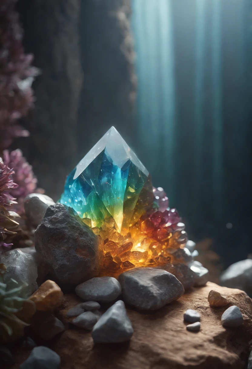 dreamlikeart beautiful mineral, rainbow crystals, ultra detailed, incredible lighting, hyper detailed, 8k, unreal engine 5, 3d render