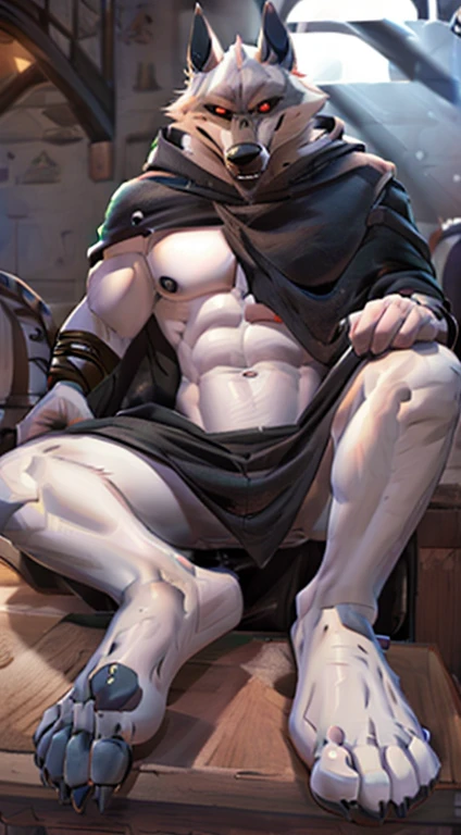 suggestive content, highres, super high resolution, beautiful details, beautiful eyes, depth of field, solo focus, detailed background, high quality, good lighting, high res, (((masterpiece))), 8k, depth of field, ray tracing, detailed background, great lighting, detailed face and body, detailed lighting, [cinematic lighting], [backlighting], [detailed ambient light], [gray natural lighting], [sharp focus], solo,
Deathwolf, Death Wolf, death_(n_boots), black sclera, red eyes, male anthro wolf furry, canid, canine, werewolf, muscular, hunk, handsome, sexy, beefcake, stud, seductive expression,
(Standing in an egyptian palace castle), (close up, extreme close up), (headshot):1.3, (wearing black poncho, black cloak),
(detailed fluffy fur, fluffy, detailed fur):1.2, [tuft, neck tuft, neck fluff, tufted fur, fur tuft, inner ear fluff],
by darkgem, by honovy, by spectrumshift, by tarakanovich, by zourik, feet, pov of soles, foot focus, big feet, four toes, footjob, perfect soles, good feet, perfect toes, footjob domination, toeclaws, bottom of soles, soles, footjob, detailed soles, pov under feet, foot fetish, feet up showing soles, black baggy pants, black stirrups, different feet positions, detailed soles, foot fetish, black pawpads on the bottom of both feet