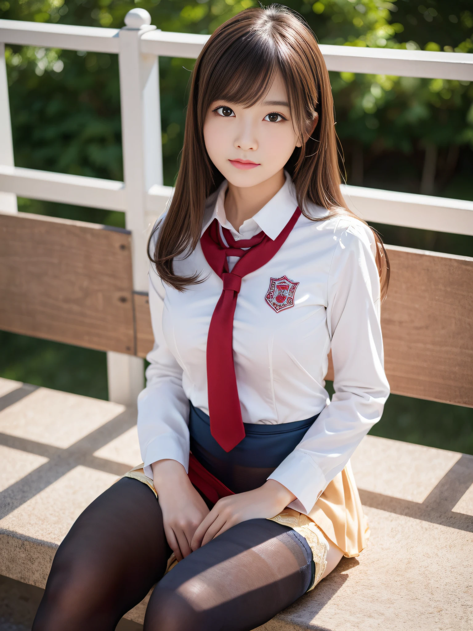 masutepiece、(Raw foto:1.2), (Photorealsitic:1.2), a beautiful detailed girl,small head,extremely detailed eye and face, beatiful detailed eyes,huge filesize, ultra-detailliert, hight resolution, ighly detailed, top-quality, masterpiece,((Japanese girls' high school uniform)),a picture, ighly detailed, nffsw, unification, 8k wallpaper, magnifica, finely detail, masterpiece, top-quality, Highly detailed ticker uniform 8K wallpaper, Light on the Face、电影灯光、18Year old girl、((panties on))、((dynamicposes)))、(tiptoes)、(half)、(((Flesh-colored pantyhose)))、(Sitting with your knees bent and your legs spread))、Anatomically accurate、large full breasts