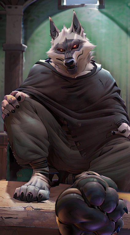hi-res, good graphics, great anatomy, anatomically correct, detailed body, digital art, wolf, character design, body type: twink/underweight, wearing: nothing, background: outdoor playground, (artists: syuro, yupa, puggy), NSFW, balls, sheath, character info (name: Death, fur color: light gray and dark gray)