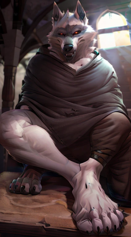 suggestive content, highres, super high resolution, beautiful details, beautiful eyes, depth of field, solo focus, detailed background, high quality, good lighting, high res, (((masterpiece))), 8k, depth of field, ray tracing, detailed background, great lighting, detailed face and body, detailed lighting, [cinematic lighting], [backlighting], [detailed ambient light], [gray natural lighting], [sharp focus], solo,
Deathwolf, Death Wolf, death_(n_boots), black sclera, red eyes, male anthro wolf furry, canid, canine, werewolf, muscular, hunk, handsome, sexy, beefcake, stud, seductive expression,
(Standing in an egyptian palace castle), (close up, extreme close up), (headshot):1.3, (wearing black poncho, black cloak),
(detailed fluffy fur, fluffy, detailed fur):1.2, [tuft, neck tuft, neck fluff, tufted fur, fur tuft, inner ear fluff],
by darkgem, by honovy, by spectrumshift, by tarakanovich, by zourik, feet, pov of soles, foot focus, big feet, four toes, footjob, perfect soles, good feet, perfect toes, footjob domination, toeclaws, bottom of soles, soles, footjob, detailed soles, pov under feet, foot fetish, feet up showing soles, black baggy pants, black stirrups, different feet positions, detailed soles, foot fetish, black pawpads on the bottom of both feet