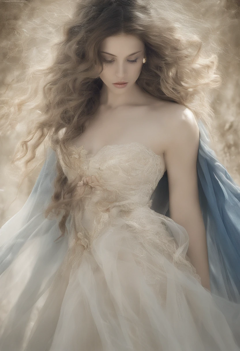 Desde arriba, ((Mejor calidad)), ((Obra maestra)), (Detalles), 1chica, llevaba un vestido blanco revelador. El vestido, exponiendo los hombros y el ombligo, se ajustaba perfectamente al cuerpo y enfatizaba bellamente sus curvas. Su piel era blanca como el marfil y suave y tersa al tacto. Her trademark hair was straight and pale shiny.. Her long hair ran down her back., making her figure look even more beautiful. His eyes are large and deep of indigo.. Her lips were colored with cherry-colored lipstick and were plump and bulging.. Su figura es algo misteriosa y mira al espectador. It was in a minimalist room, simple y austera. Su rostro estaba bellamente recortado y sus ojos y nariz estaban claros. Los grandes ojos negros eran atractivos con un brillo profundo y sutil. Su cabello era largo y brillante, and her flowing beauty further enhanced her charm. His mouth was small and his shapely lips shone brightly.. Su piel era suave y muy hermosa, casi sedosa. Sus pechos y nalgas eran grandes, and her thin waist was beautiful with its supple lines. , (pechos grandes, pechos enormes, pechos enormes, pechos grandes), long fallen, long fallen, abdominalesPintura de una mujer con cabello rubio y vestido sylk, seda brillante, Hermoso arte UHD 4 K, jadeo de aceite, al aire libre, sode,Hermosa pintura de personajes, beautiful portrait oil painting, Expresiva hermosa pintura, 
Expresivo hermoso retrato, Luz lateral, cielo azul
