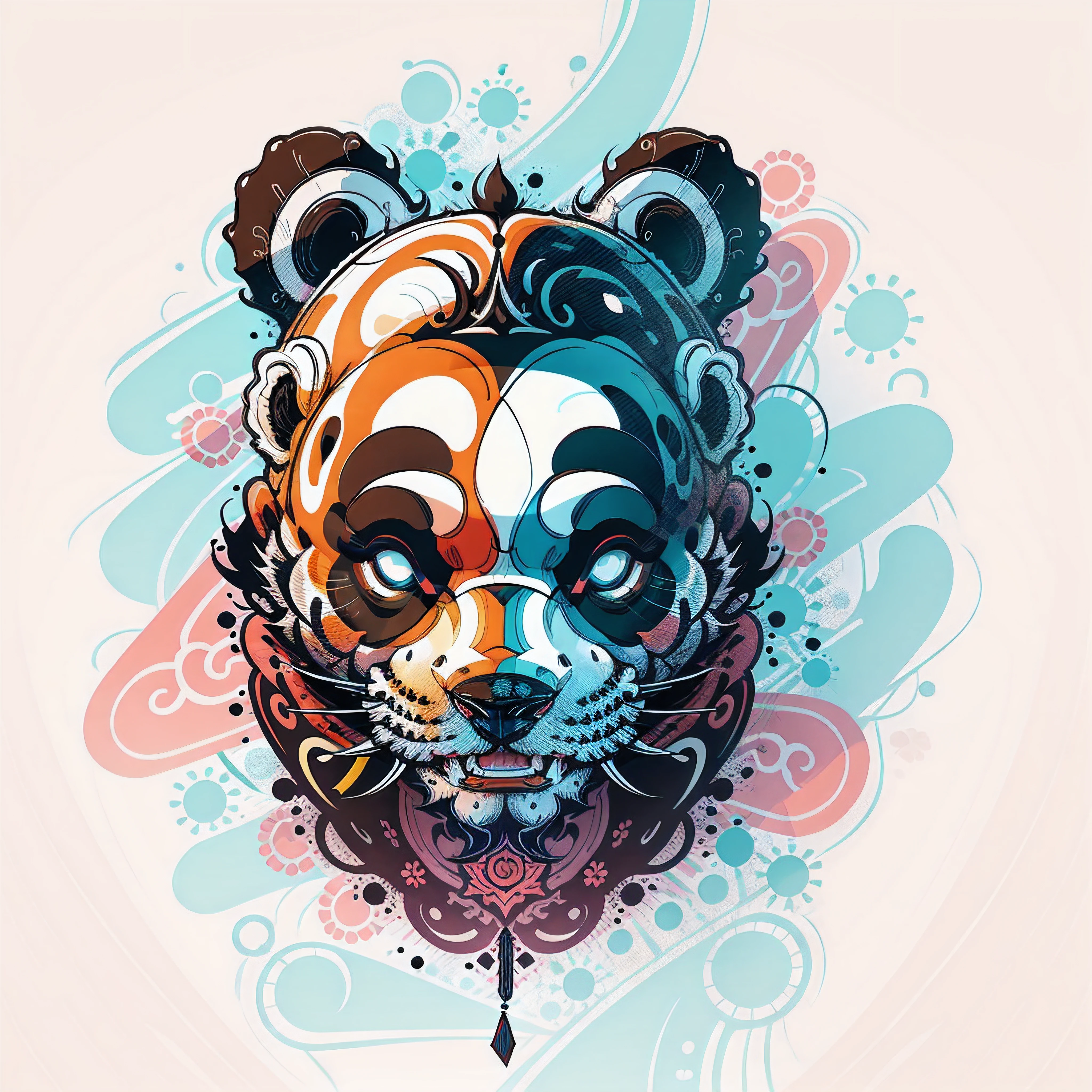 Panda head,Vector image, T-shirt design,