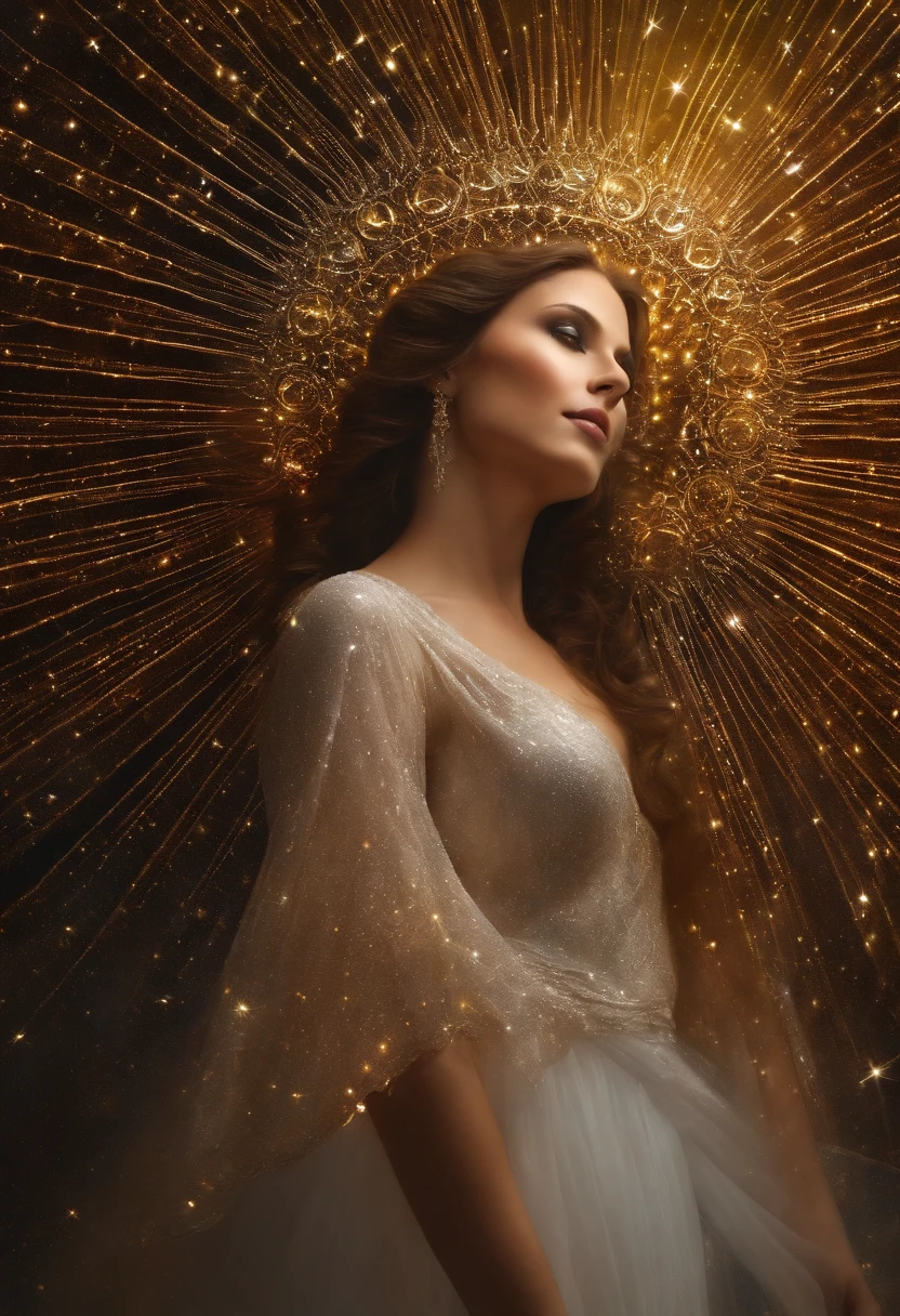 angel of the universe, ojos brillantes de luz, light particules, Luz brillante, luna llena, estrella fugaz, arco iris