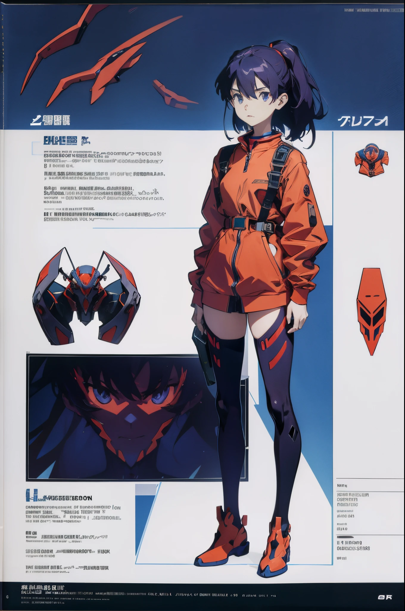 line-art, art book, character sheet, 8k, best quality, design, equipment design, Evangelion, eva