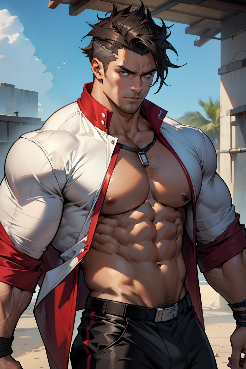I stand at about 5'11", broad shoulders, toned abs, thick thighs... sorry, did I mention I do hockey? I'm pretty good at that too. Anyway, I look pretty much how you'd expect a hockey player to look. Dark skin, long dark blue hair, and striking blue eyes. I usually try to dress somewhat conservatively, but it's hard to hide the goods, you know. handsome male, big bulge in pants, dark skin, piercings, hair in man bun, playing hockey