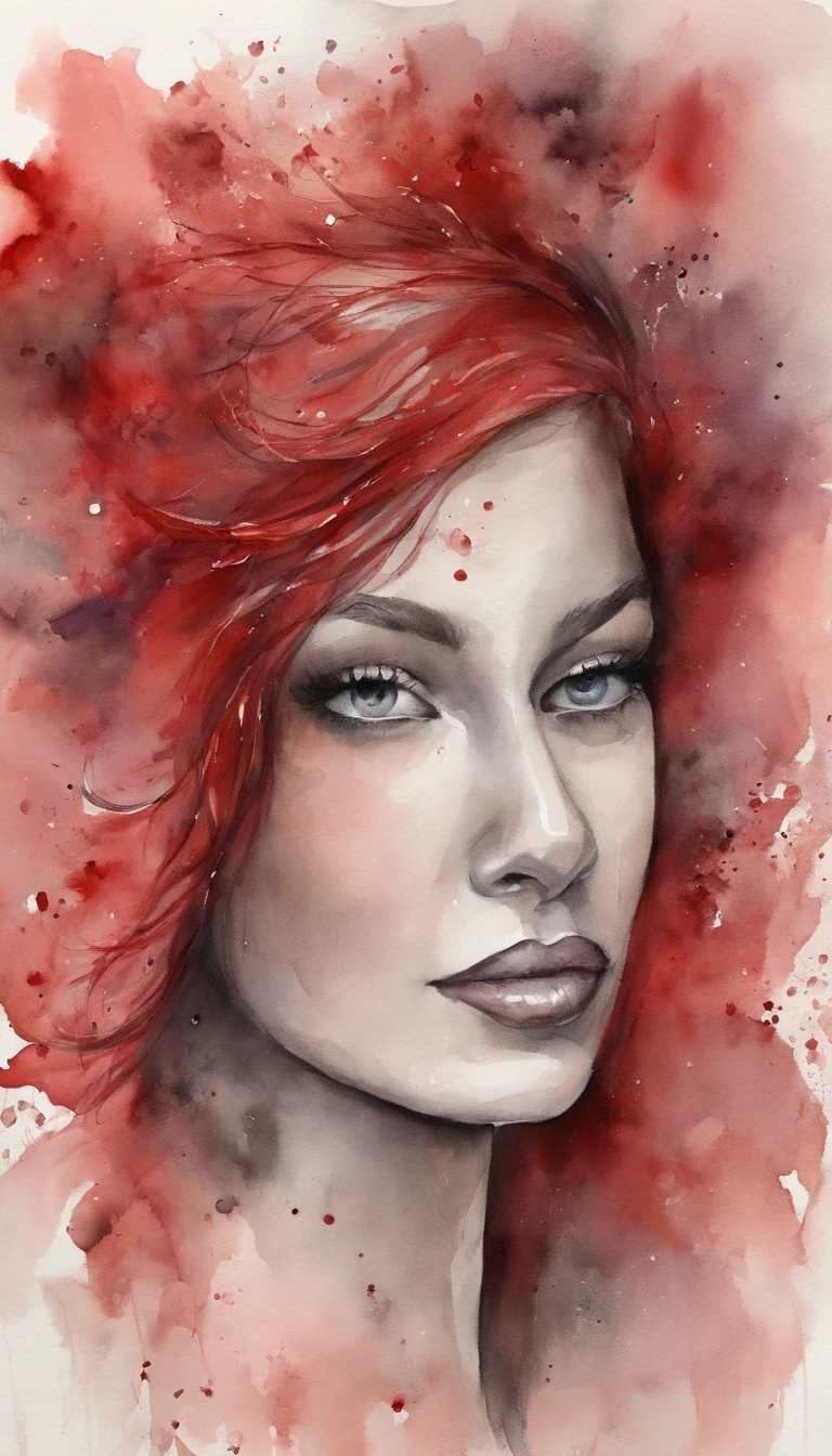 Oil painting, Color splash, Stylized photo of a 30-year-old woman ,She's got a red heart, Best Quality,the background is black , Highly detailed, HD, 2 thousand., 4k, 8K, 16k,32K64K,Ultra Rendering