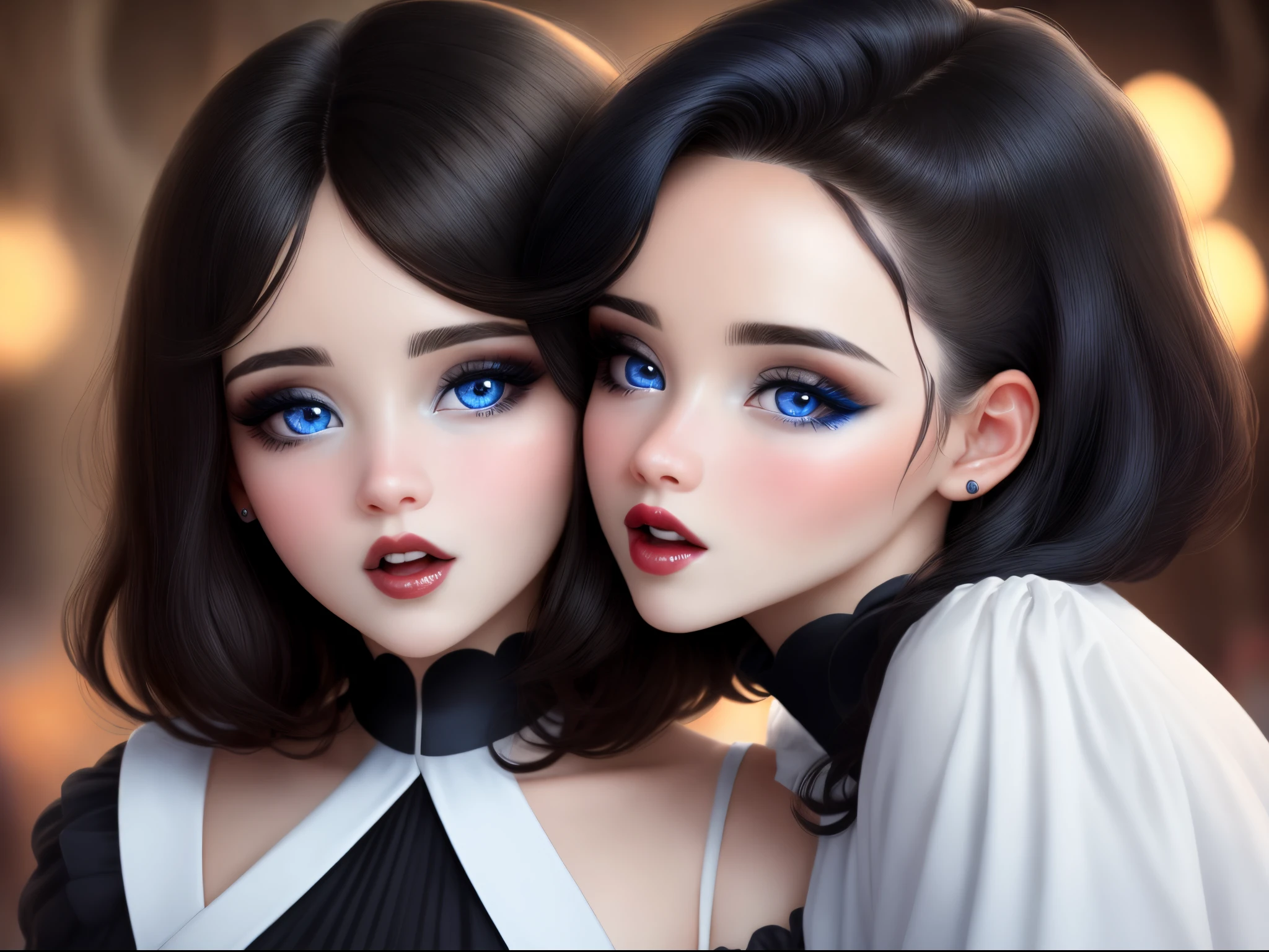 Gordita blanca de ojos azules con el pelo negro, senos normales, culo grande y labios normales