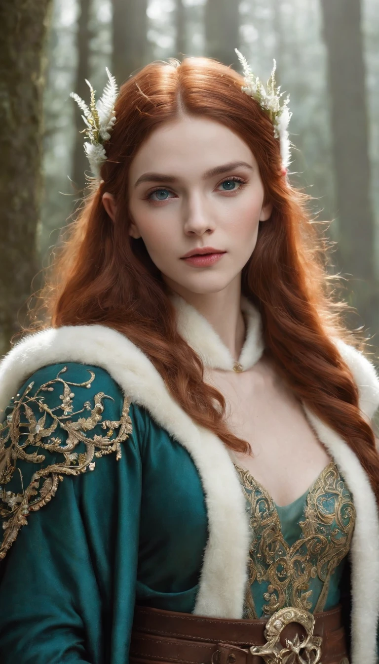 Wearing an ice crown、Woman wearing navy blue winter cloak with gold details, snowflake brooch. cabelos preto e longos. Winter queen, Elf Princess, portrait of an elf queen, fairy queen, winter princess, fairy queen, The artistic germ of artstation pixiv, beautiful and elegant elf queen, full bodyesbian. standing in the snow,In front of you is a huge ice castle. rpg character. medieval era. elf woman. Red-haired elves. eBlue eyes. Forest elves. forest elf warrior. Elven archers. Medieval archers. archery. Organic Amadurlah. Moss green armor. gentle lighting. Standing in the middle of the forest. floresta exuberante. bioluminescent mushrooms. Fantastic environment. sunlights. sun light. Warm highlights. Blue and yellow-green color palette. Role playing game character design. IG model | Art germ, :: Ross Drawing, The artwork is not guweiz's style, Very detailed artistic germ. full bodyesbian, detailed background of a castle, ultra - detailed, 详细的脸, Sincere POV photos, Park Lee Jeffries, Nikon D850, movie stock photography ,4 ending portra 400, F1 camera lens.6, plethora of colors, hyper realisitc, Realistic texture, The lights are dramatic, film alembic 800 (8K, RAW photogr, Better quality, tmasterpiece: 1.2), ultra - detailed, (highlydetailed skin: 1.2), 8k ultra high definition, SLR camera, gentle lighting, high qulity.IG model | Art germ, :: Ross Drawing, The artwork is not guweiz's style, Very detailed artistic germ. full bodyesbian, detailed background of a castle, ultra - detailed, 详细的脸, Sincere POV photos, Park Lee Jeffries, Nikon D850, movie stock photography ,4 ending portra 400, F1 camera lens.6, plethora of colors, hyper realisitc, Realistic texture, The lights are dramatic, film alembic 800