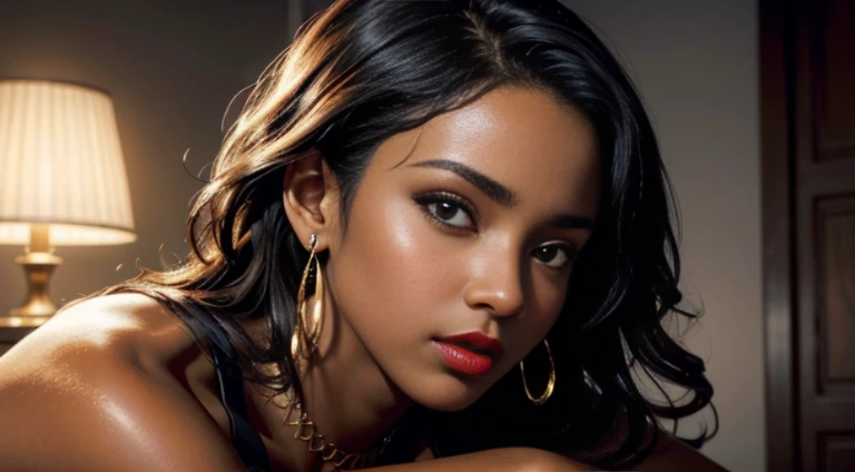(masterpiece, sharp: 1),(1girl, solo:1.1), highly detailed face, beautiful face, (realistic face), beautiful hairstyle, perfecteye, amber eyes, (realistic skin), beautiful skin, ultra high res, ultra realistic, (pureerosface_v1:0.2), (dark Persian teen:1.4), (age 14-16, pretty girl:1.5), small nose, very slim, slender chest, slim thighs, slim legs, small hip, little head, cute face, nude ,black rope and choker, (dark hair, long hair), (ally way:1.2), (looking away:0.3), hands behind head, (from side:0.8), walking