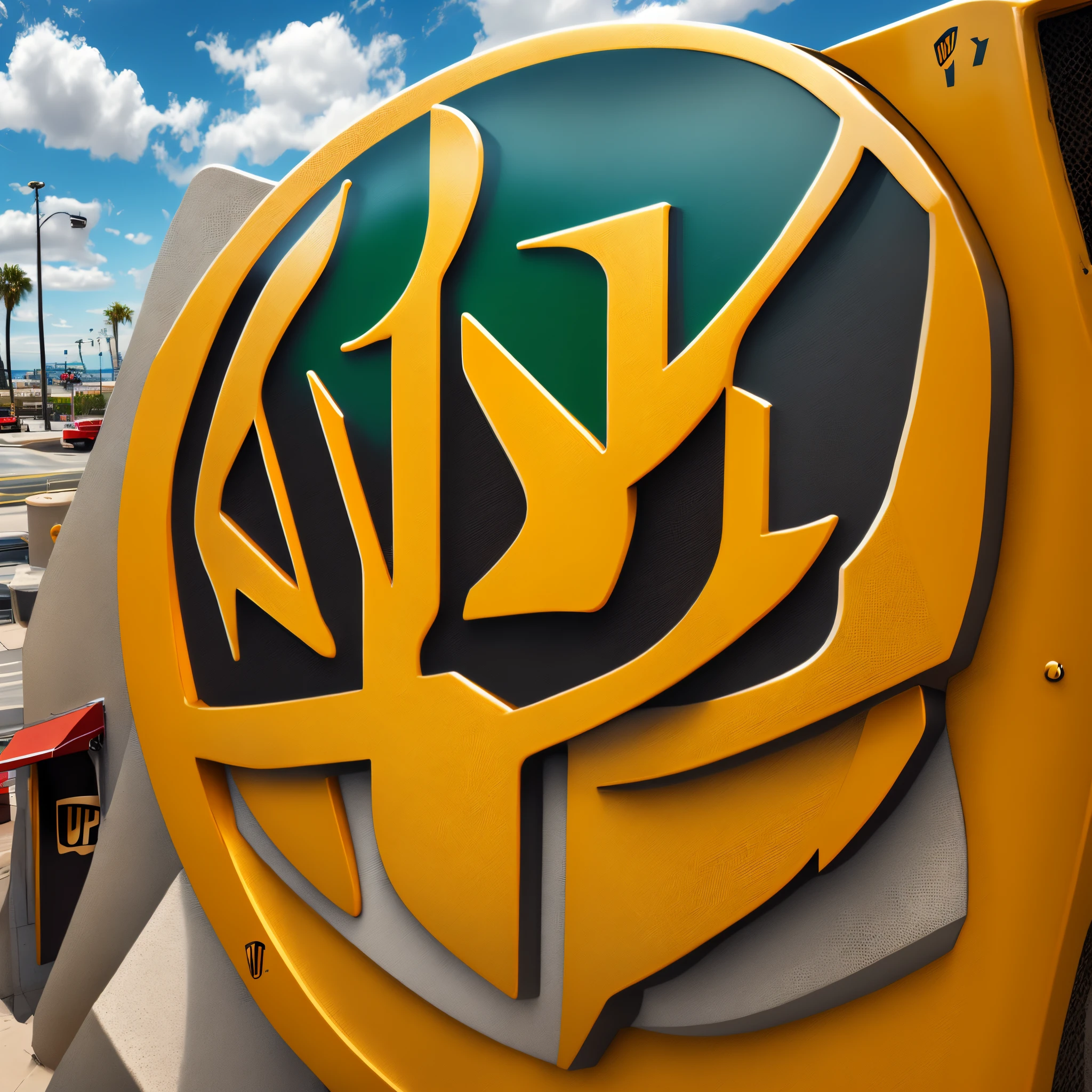 UPS Logo with the city of Huntington Beach logo and the number 49 incorporated