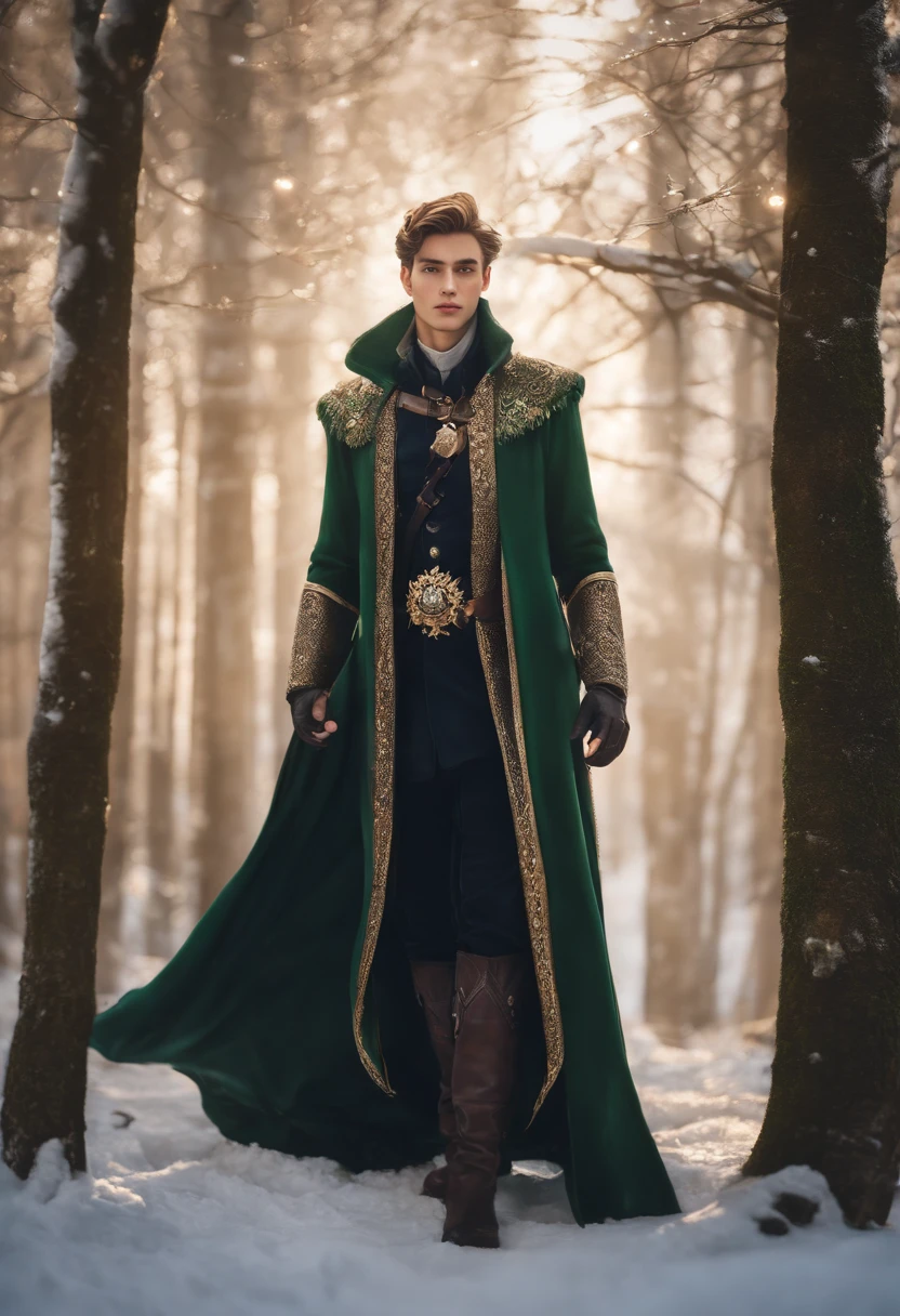 Wearing an ice crown、Man wearing navy blue winter cloak with gold details, snowflake brooch. cabelos preto e longos. Prince of Winter, elf prince, Portrait of the Elf Prince, , Prince of Winter, elf prince, The artistic germ of artstation pixiv, Beautiful and elegant elf prince, full bodyesbian. standing in the snow,Behind it is a huge ice castle. rpg character. medieval era. elf prince. eBlue eyes. Forest elves. forest elf warrior. Elven archers. Medieval archers. archery. Organic Amadurlah. Moss green armor. gentle lighting. Standing in the middle of the forest. floresta exuberante. bioluminescent mushrooms. Fantastic environment. sunlights. sun light. Warm highlights. Blue and yellow-green color palette. Role playing game character design. IG model | Art germ, :: Ross Drawing, The artwork is not guweiz's style, Very detailed artistic germ. full bodyesbian, detailed background of a castle, ultra - detailed, 详细的脸, Sincere POV photos, Park Lee Jeffries, Nikon D850, movie stock photography ,4 ending portra 400, F1 camera lens.6, plethora of colors, hyper realisitc, Realistic texture, The lights are dramatic, film alembic 800 (8K, RAW photogr, Better quality, tmasterpiece: 1.2), ultra - detailed, (highlydetailed skin: 1.2), 8k ultra high definition, SLR camera, gentle lighting, high qulity.IG model | Art germ, :: Ross Drawing, The artwork is not guweiz's style, Very detailed artistic germ. full bodyesbian, detailed background of a castle, ultra - detailed, 详细的脸, Sincere POV photos, Park Lee Jeffries, Nikon D850, movie stock photography ,4 ending portra 400, F1 camera lens.6, plethora of colors, hyper realisitc, Realistic texture, The lights are dramatic, film alembic 800
