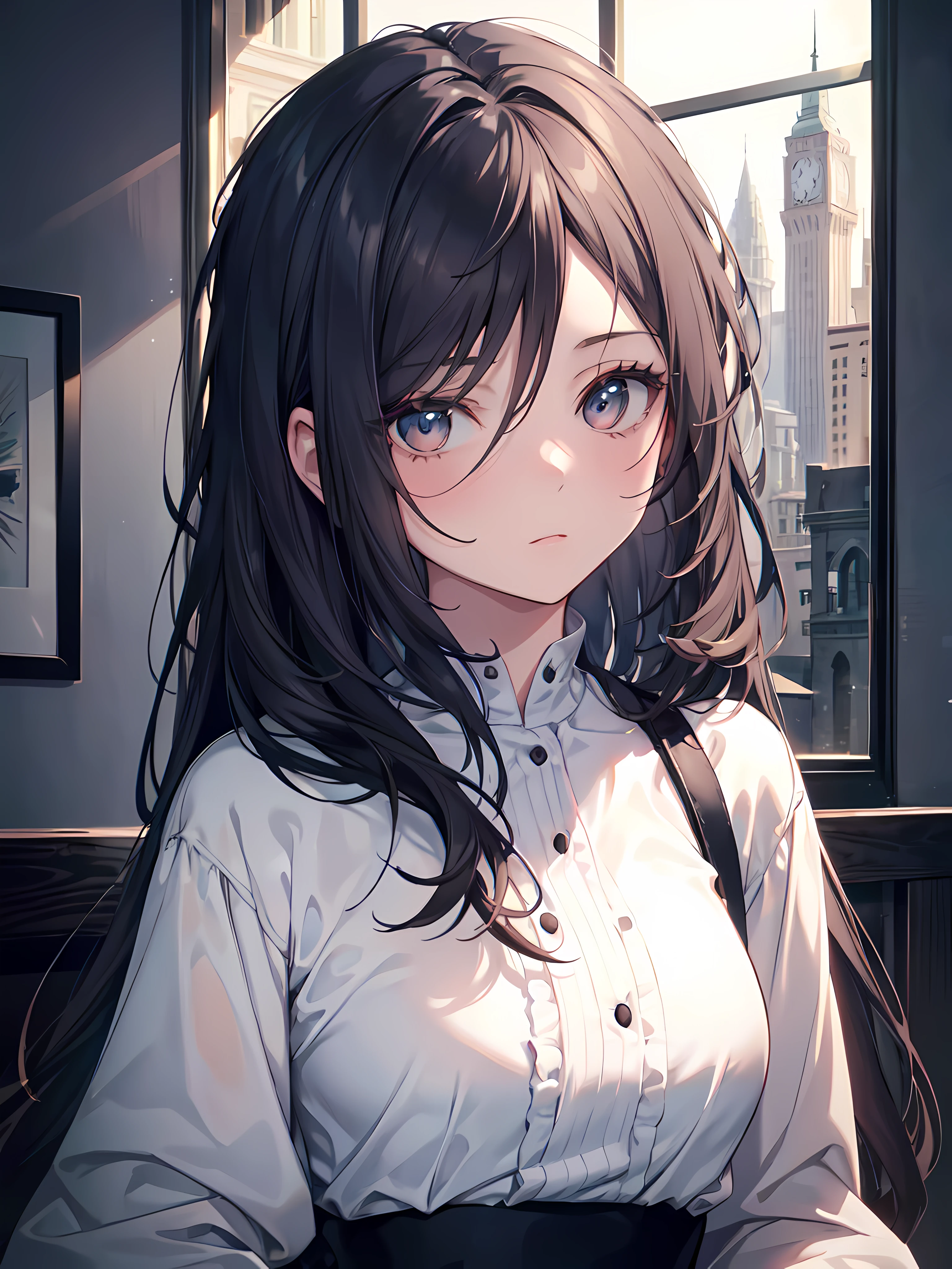 A girl with pieck finger, creating a ((masterpiece)) in the best quality. She has a beautiful eye shadow on her upper body. The focus of the portrait is on her detailed eyes and face, capturing every delicate feature. The art style is inspired by Lora's unique Keke Artstyle, adding a touch of sophistication to the image. The color palette is carefully chosen to enhance the overall composition and evoke a sense of intrigue. The lighting is soft and accentuates the girl's features, bringing out the depth and realism in the artwork.