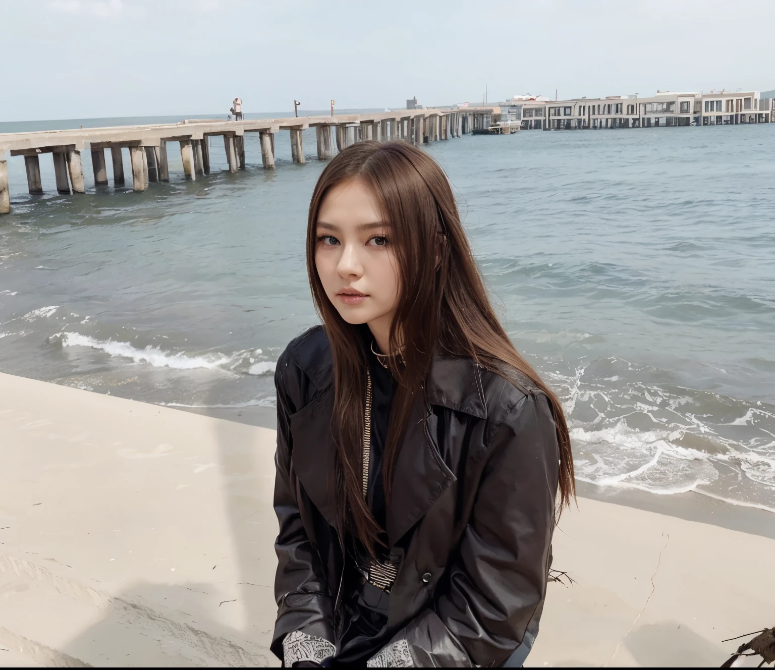 ararid woman with blonde hair and green eyes posing for a photo, Chiho, Lalisa Manobal, com franja completa, O corte Hime, com franja, Yoshitomo Nara, linda Delphine, Ulzzang, Shikami, branco hime corte penteado, Lalisa Manoban do Blackpink, com cabelos ruivos