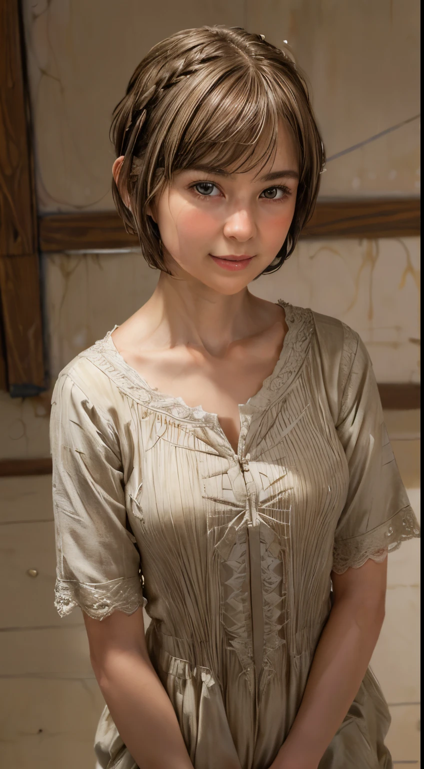 103
(a 20 yo woman,is standing), (A hyper-realistic), (high-level image quality), ((beautiful hairstyle 46)), ((short-hair:1.46)), (Gentle smile), (Keep your mouth shut), (trompe l'oeil), ((trickart:1.46))