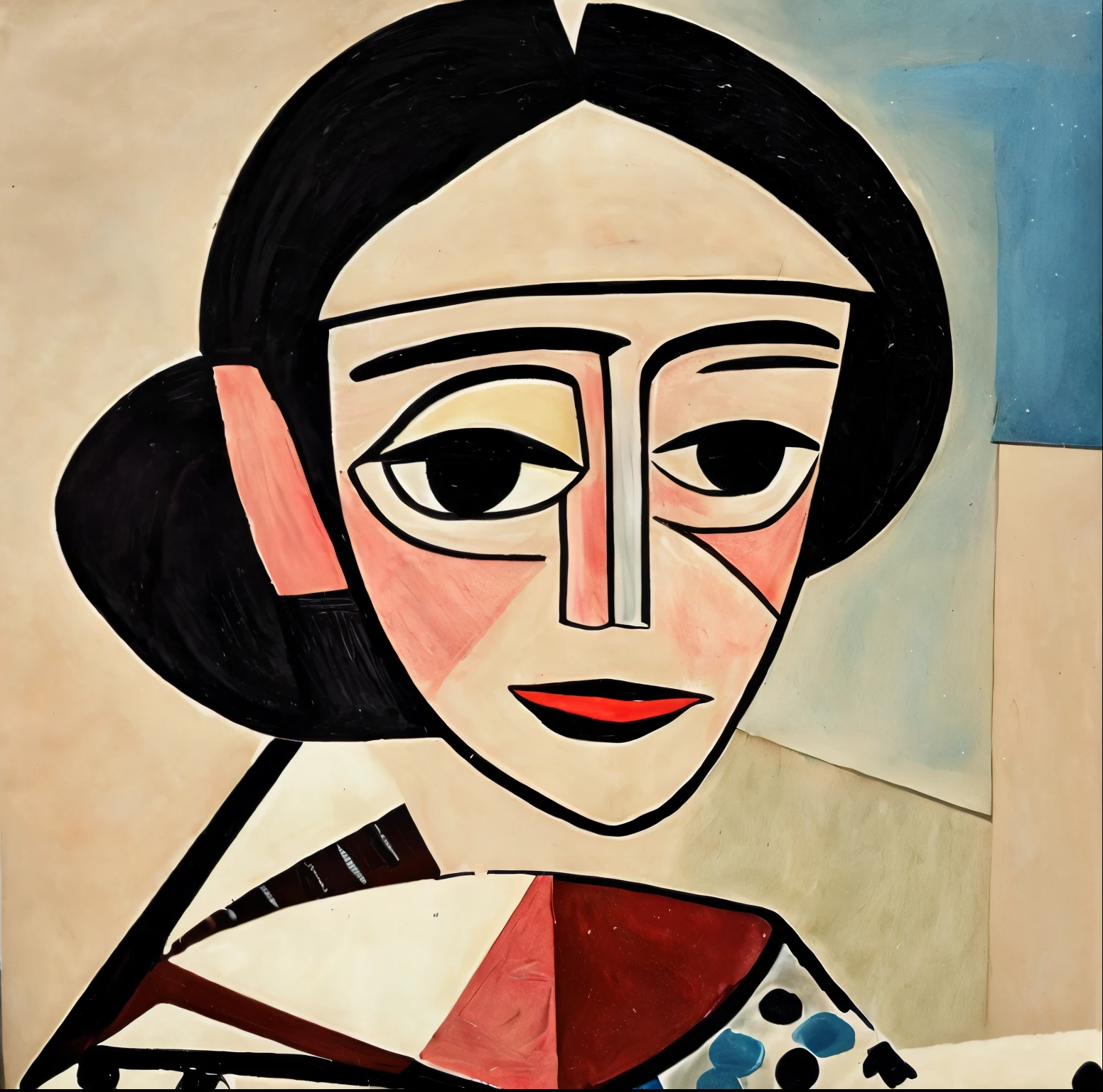 Picasso type picture of a a village girl