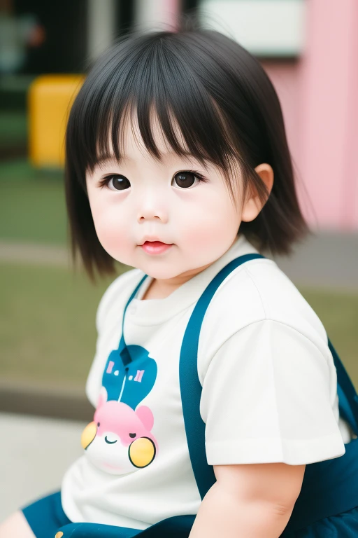 child, fat,Big cheeks in the style of kawaii aesthetics., Helios 44-2 58mm.F/2, Asian inspiration, Soft but lively, (Medium close-up)