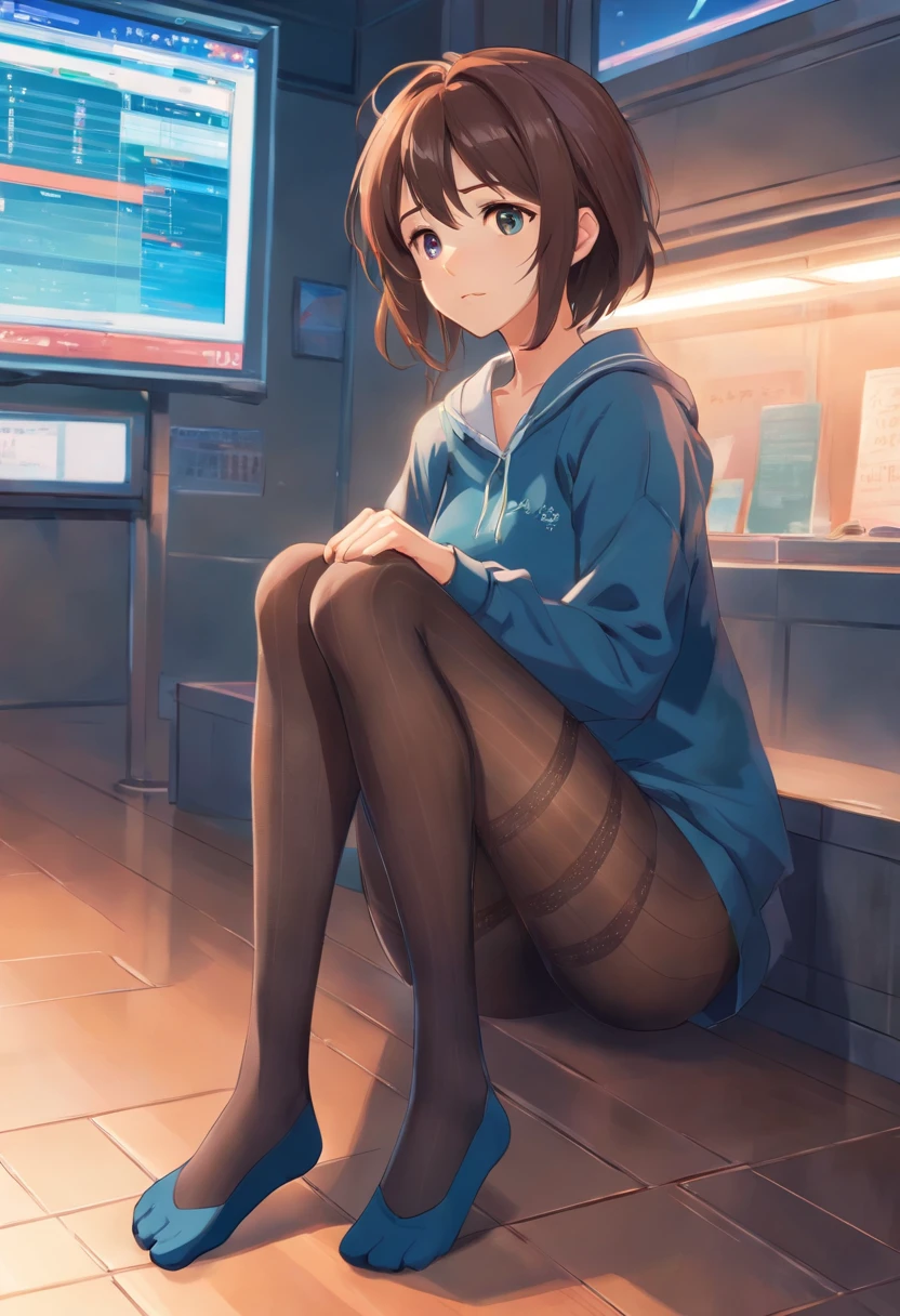 woman, 18 yo, sexual expression invite,sexual face,pantyhose Detailed((tights with detailed textures)),feet to the viewer,feet in front of the spectator,feet occupying the entire screen, feet on the screen covering the character