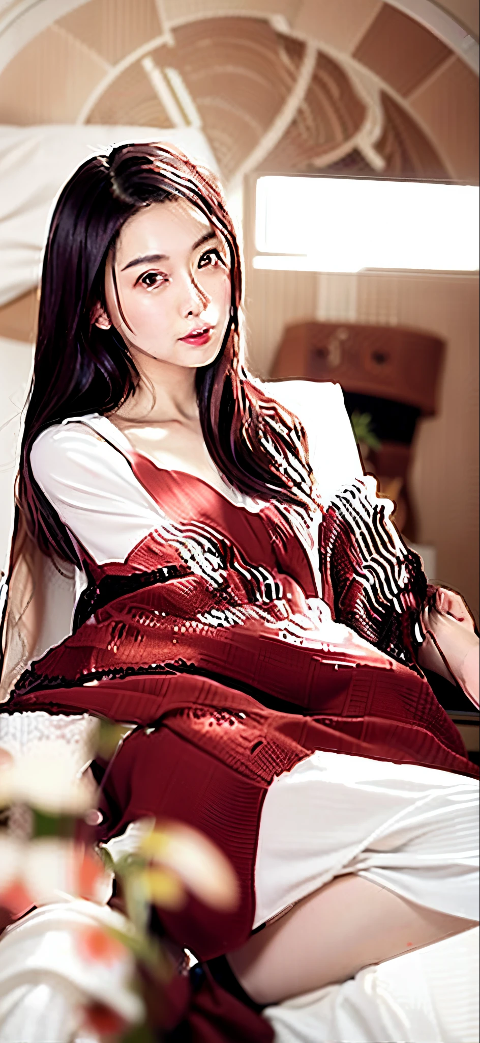 A woman sits on a sofa，Close-up of blanket, gorgeous young korean woman, ulzzangs, gorgeous chinese models, Korean girls, beautiful young korean woman, beautiful Korean women, Beautiful Asian Girls, Good young girl, Light, 19 year old girl, Leruwe 5213, young and cute girl, cute women
