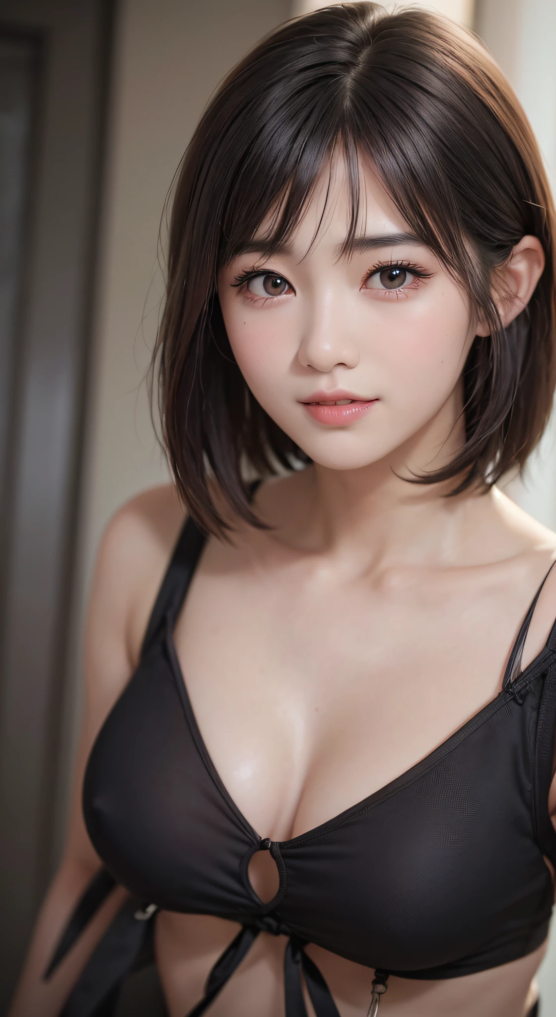 (8k、RAW Photography、top-quality、masuter piece:1.2)、ultra-detailliert、ultra res、(realisitic、rialistic photo:1.37)、portlate、high-definition RAW color photography、Professional Photography、highly detailed and beautiful、ighly detailed、8K wallpapers、amazing detailed、huge filesize、Official Art、Highly detailed CG Unity 8k wallpapers、highly detailed beautiful girl、extra detailed face、extremely detailed eye、highlydetailed skin、extremely detailed fingers、highly detailed nose、very detailed detailed mouth、Perfect Anatomy、细致背景、Detailed clothing、女の子1人、(20:1.2)、in her 20s、Cute girl s、Realistic body、小柄、de pele branca、glistning skin、Slim body、A dark-haired、short-hair、(bluntbangs: 1.2)、kawaii、zora々Right、kawaii faces、lifelike face、Delicate eyes、Sauce order、((The bikini))、((up))、(((short-hair)))、耳Nipple Ring、Looking at the camera、cowboy shot、front facing、standing athletic pose、Contrapo、动态照明、C Cup Milk、