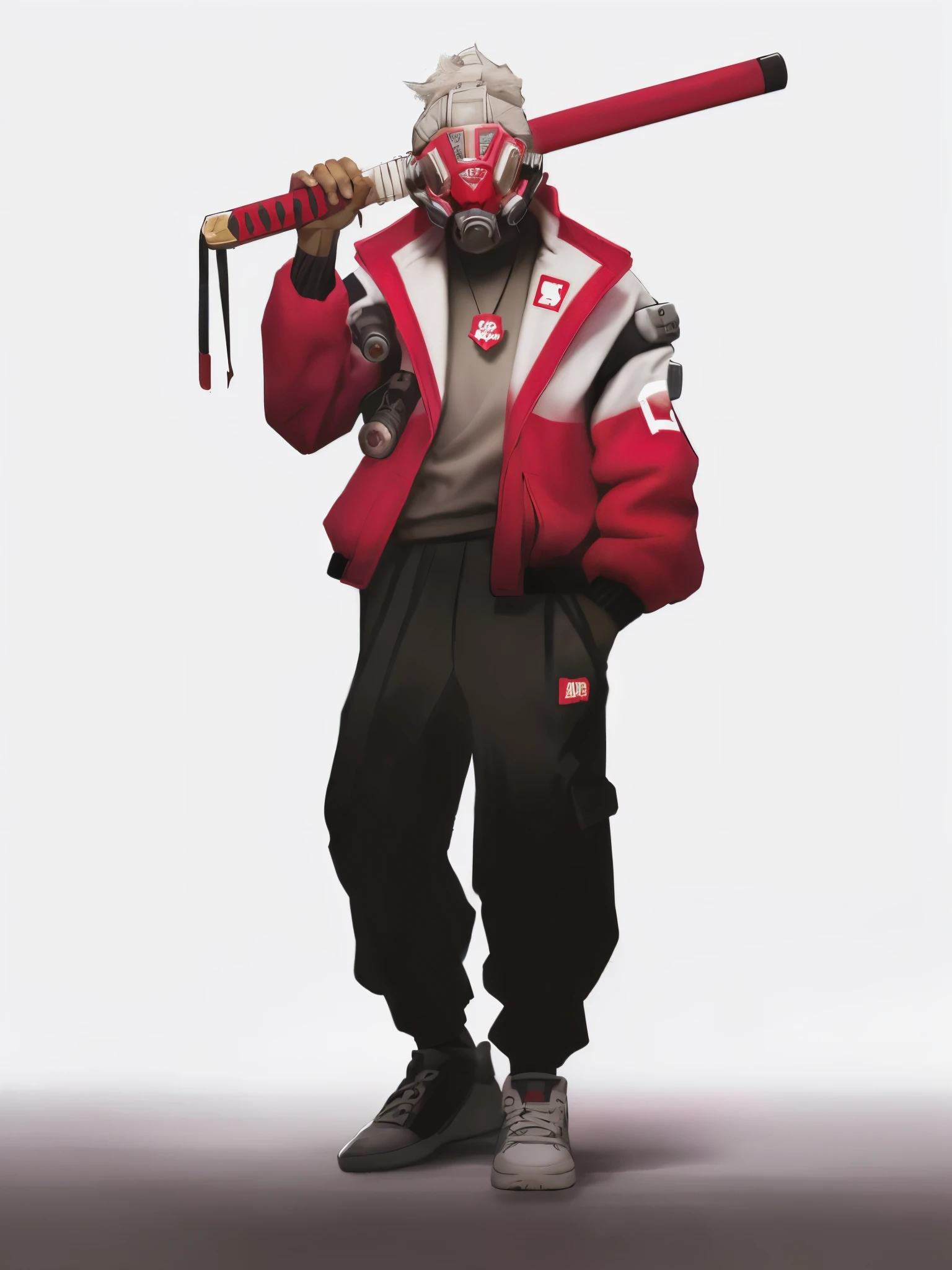 Cartoon of a man in a red jacket holding a baseball bat, Jeter from Assessment, heroic character, apex legends character, 《apex legend》concept-art, Official character art, Official concept art, The style of the pinnacle legend, 2022 Concept Art, character artwork, 8k character concept art, 8k character concept art, wise man ( assess )