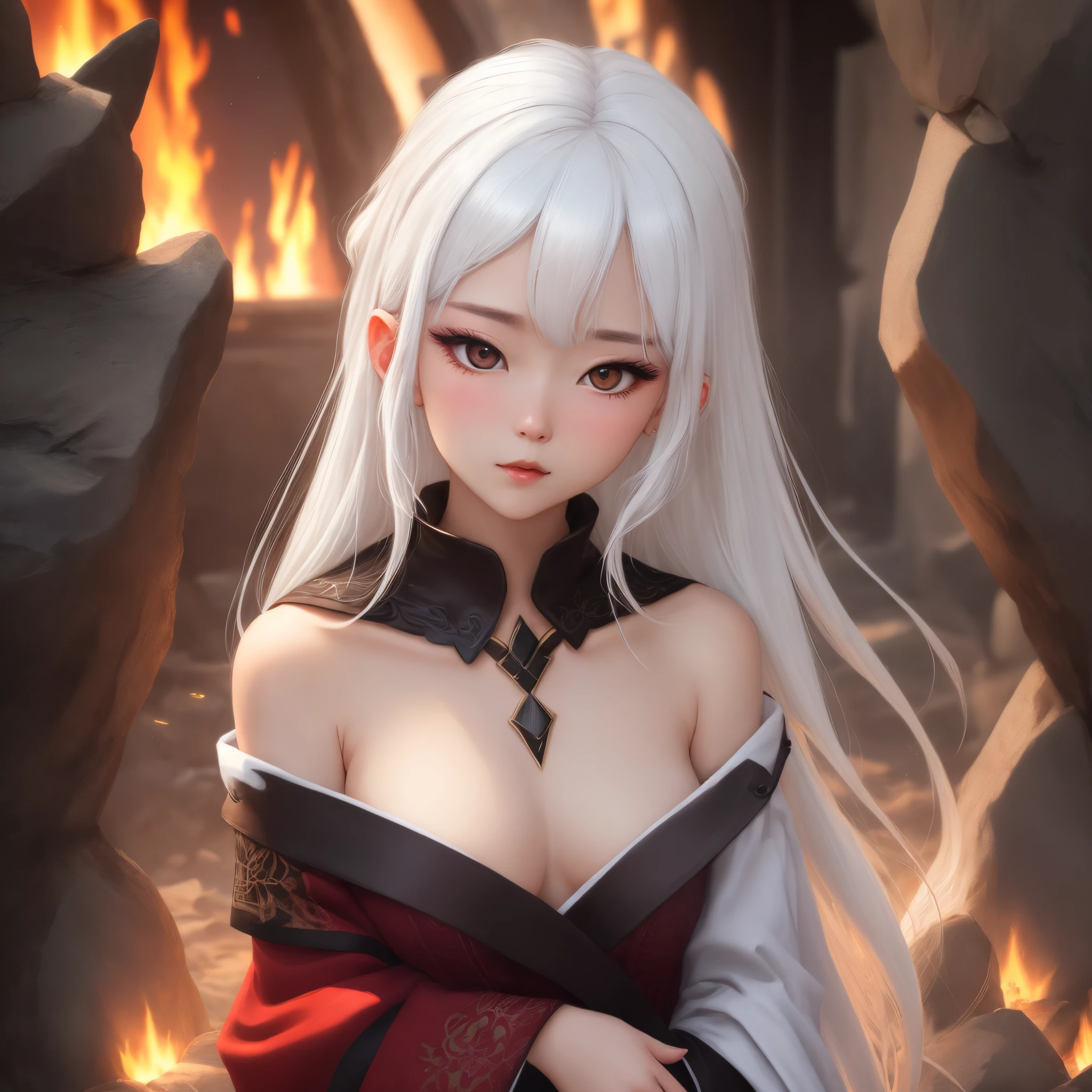 white hair Eye Fold Shoulders exposed ember