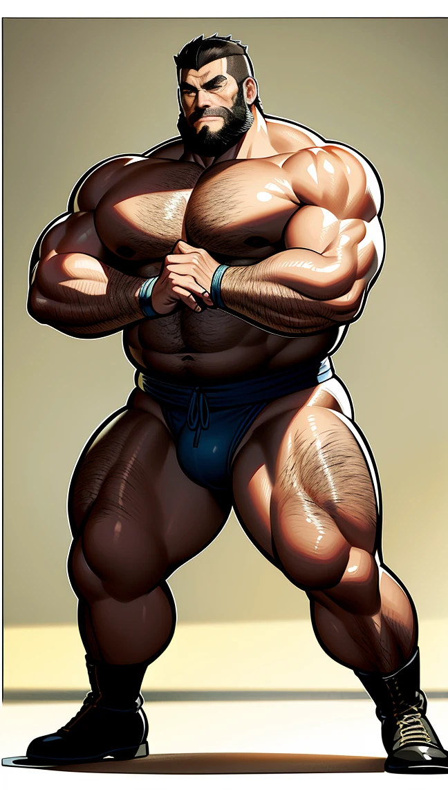 the only person，male people，Muscle wrestler，Muscular，Stout wrestler，Asian people，jpn，Uncles，60-year-old middle-aged man，Short hair details，Short hair details，Wrestling boots，Full body like，Panorama characters，WWE ring，WWE American professional wrestling，spotlight lights，cellshading，visions，pantiess，fatness，age 55，,Middle age，tattoo is，Fingerless gloves，Wheat-colored skin，oilly skin，Dark skin，Show off your chest muscles，Sumo wrestler，body builder，Wide sideburns，Pronounced abs，ssmile，beard is gray，White hair，（Full body like：3），Hands are very thin，bright outside，outdoor background