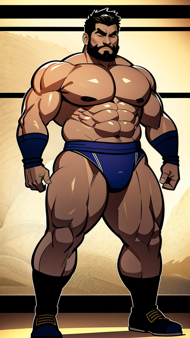 the only person，male people，Muscle wrestler，Muscular，Stout wrestler，Asian people，jpn，Uncles，60-year-old middle-aged man，Short hair details，Short hair details，Wrestling boots，Full body like，Panorama characters，WWE ring，WWE American professional wrestling，spotlight lights，cellshading，visions，pantiess，fatness，age 55，,Middle age，tattoo is，Fingerless gloves，Wheat-colored skin，oilly skin，Dark skin，Show off your chest muscles，Sumo wrestler，body builder，Wide sideburns，Pronounced abs，ssmile，beard is gray，White hair，（Full body like：3），Hands are very thin，bright outside，outdoor background