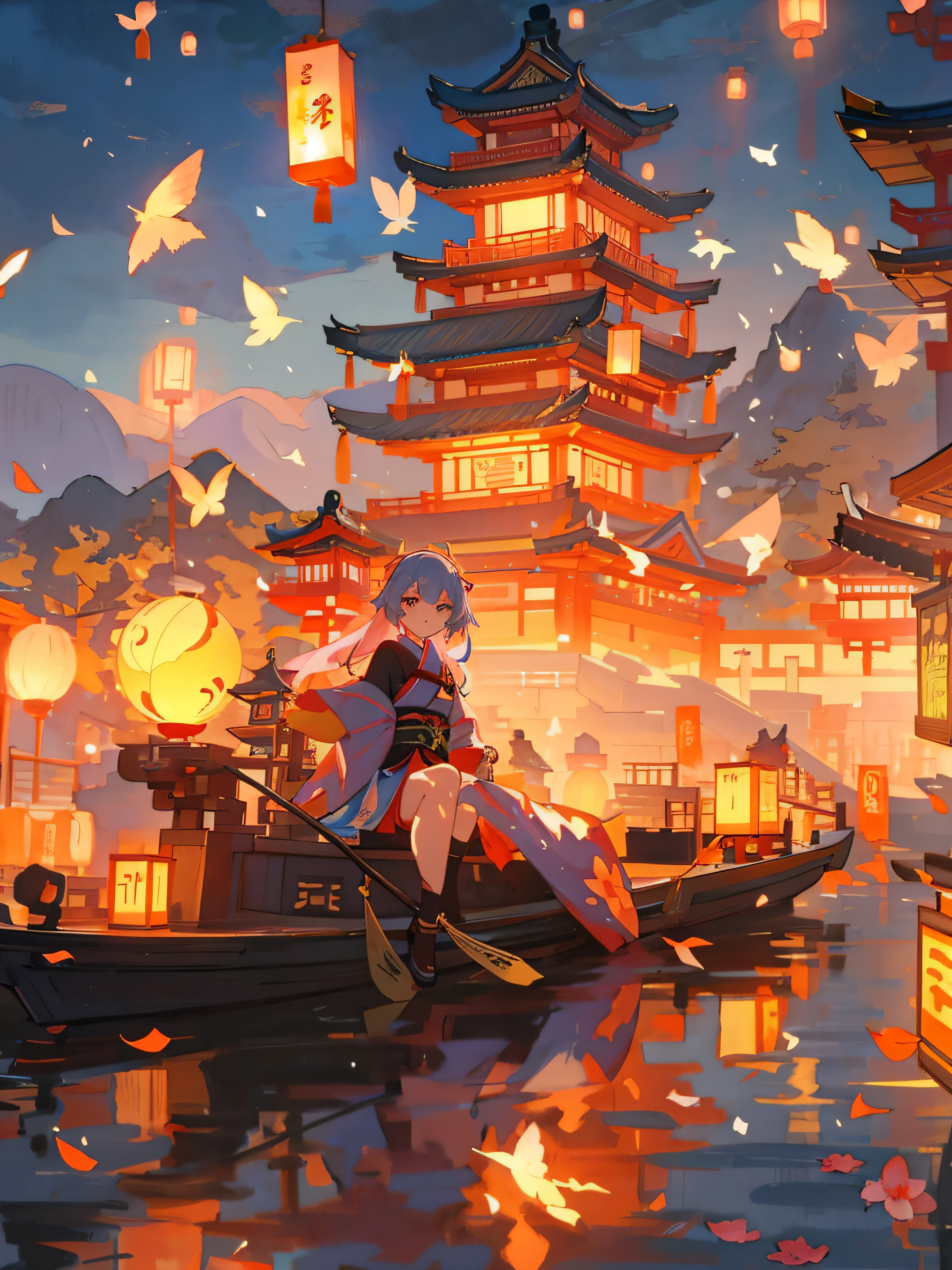 Anime girl sitting on a boat in the water，Lanterns are floating everywhere, Anime beautiful peaceful scene, Japan Art Style, ross tran. scenery background, beautiful anime scenes, author：heroes, the first god, Anime art wallpaper 4k, Anime art wallpaper 4k, Japanese anime fantasy illustration, beautiful anime artwork, Anime art wallpaper 8 K, anime backgrounds, Anime fantasy art piece with lanterns floating around it, Anime beautiful peaceful scene, Japan Art Style, ross tran. scenery background, beautiful anime scenes, author：heroes, the first god, Anime art wallpaper 4k, Anime art wallpaper 4k, Japanese anime fantasy illustration, beautiful anime artwork, Anime art wallpaper 8 K, anime backgrounds, anime fantasy artwork guweiz style artwork, palace ， A girl in Hanfu, guweiz, Alphonse Mucha and Rose Drews, author：heroes, Belle peinture de personnage, Popular topics on cgstation, Guys, guweiz on pixiv artstation, Anime girl sitting on a ledge in front of a big lantern, girl under lantern, guweiz, Hanayama Minamata, Guviz style artwork, 🌺 Computer Graphics Association, A masterpiece by Guwitz, anime lighting, Shen Haicheng, rossdraws global illumination, Artgerm and Atey Ghailan, by Shitao, Photo of night light in Chinese temple video game, Dream Chinatown, Lanterns at night, floating chinese lampoons, Rosla global lighting, ross tran. scenery background, lanterns, Chinese Dreamland, 🌺 Computer Graphics Society, inspired by Andreas Rocha, [ CG social dynamics ]!!, author：heroes, Inspired by Liam Wong, author：Shitao Mid-Autumn Festival，Moon cake， Auspicious clouds, Red lanterns, Exquisite ancient Chinese architecture, , Ribbon vector line drawing, Yellow、Red and dark blue tones, abstract pictures, ultra-realistic realism, Clear background trends, Clear contour light, rim-light, dream-like, Dappled light, flatillustration,Disney  style, 8K, --with 9:16 --q 2 --two two 5