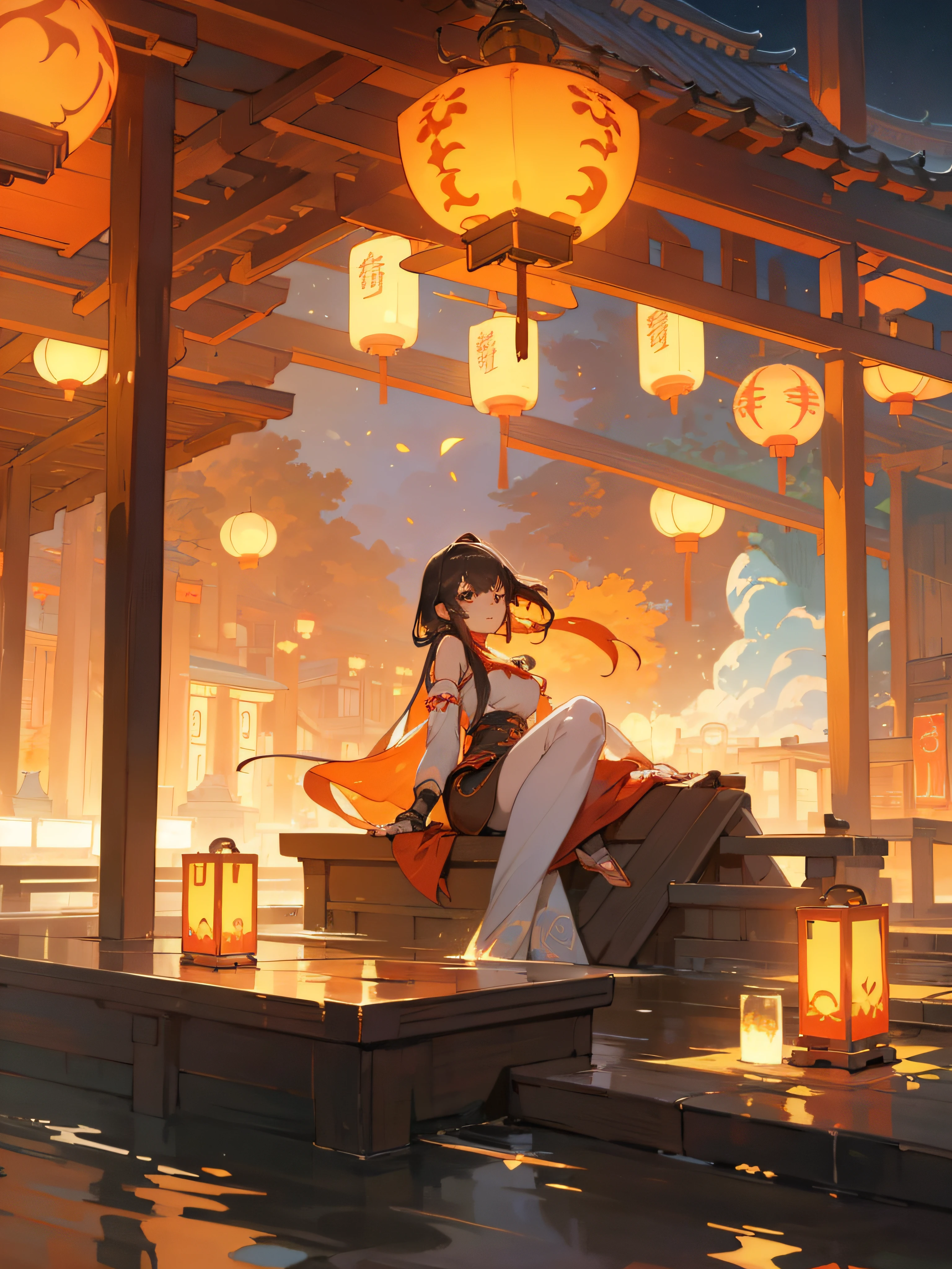 A painting of a woman sitting on a pier with a lantern, girl under lantern, author：Hero, Alphonse Mucha and Rose Drews, Anime beautiful peaceful scene, guweiz, beautiful anime art, beautiful anime artwork, ross tran. scenery background, Guweiz style artwork, beautiful anime scenes, anime fantasy illustrations, The lights give off a warm glow with lanterns floating around them, Anime beautiful peaceful scene, Japan Art Style, ross tran. scenery background, beautiful anime scenes, author：Hero, the original god, Anime art wallpaper 4k, Anime art wallpaper 4k, anime fantasy illustrations, beautiful anime artwork, Anime art wallpaper 8 K, anime backgrounds, Anime fantasy artwork guweiz style artwork, palace ， A girl in Hanfu, guweiz, Alphonse Mucha and Rose Drews, author：Hero, Belle peinture de personnage, Popular topics on cgstation, Guys, guweiz on pixiv artstation, Anime girl sitting on a ledge in front of a large lantern, girl under lantern, guweiz, Hanayama Minamata, Guviz-style artwork, 🌺 Computer Graphics Society, A masterpiece by Guvitz, anime lighting, Shen Haicheng, rossdraws global illumination, Artgerm and Atey Ghailan, by Shitao, Photo of night lanterns from video game in Chinese temple, Dream China Town, Lanterns at night, floating chinese lampoons, Rosla global lighting, ross tran. scenery background, lanterns, Chinese Dreamland, 🌺 cg society, inspired by Andreas Rocha, [ CGsociety trends ]!!, author：heroes, Inspired by Liam Wong, author：Shitao Mid-Autumn Festival，Moon cake， Auspicious clouds, Red lanterns, Exquisite ancient Chinese architecture, , Ribbon vector line drawing, Yellow、Red and dark blue tones, abstract pictures, ultra-realistic realism, Clear background trends, Clear contour light, rim-light, Fantastical, Dappled light, flatillustration,Disney  style, 8K, --with 9:16 --q 2 --two two 5