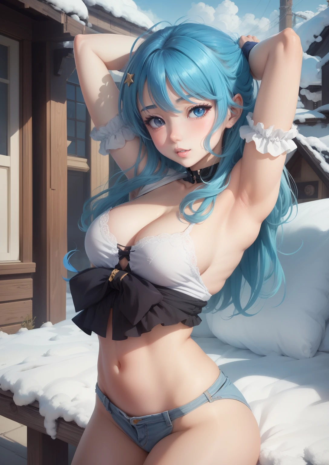 anime girl avec de gros seins posant dans un haut jaune et un jean, séduisante fille d’anime, Ilya Kuvshinov. 4 km, [ Art numérique 4 km ]!!, Style Anime 3D réaliste, Jolie fille d’anime, Artgerme extrêmement détaillé, Oppai, Style anime 4 K, Rendu photo réaliste Anime girl, Anime hyper réaliste, style anime. 8k